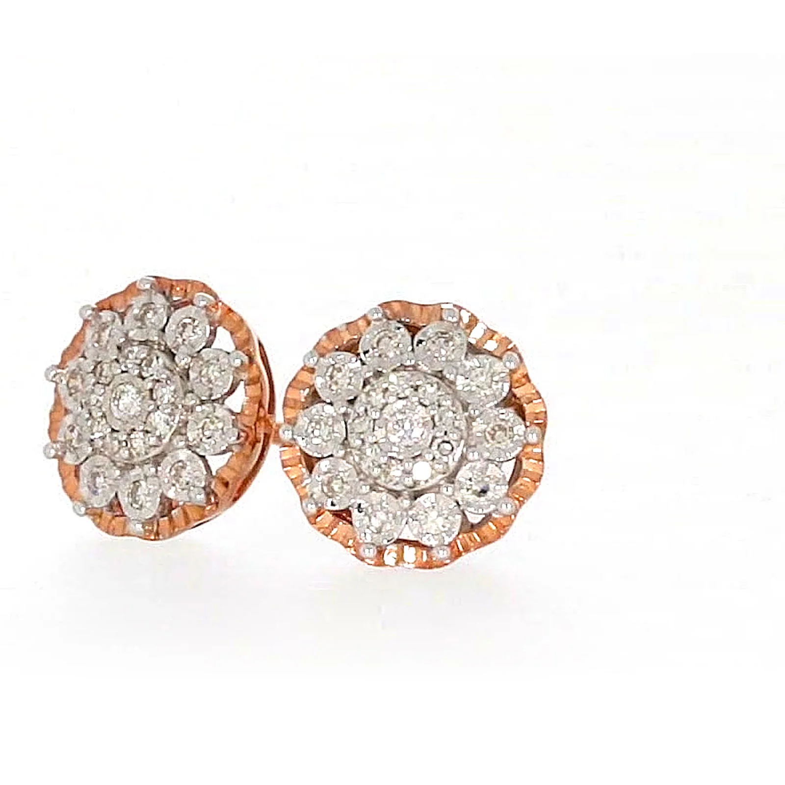 9ct Rose & White Gold Round Brilliant Cut 0.15 CARAT tw of Diamonds Stud Earrings - Image 9