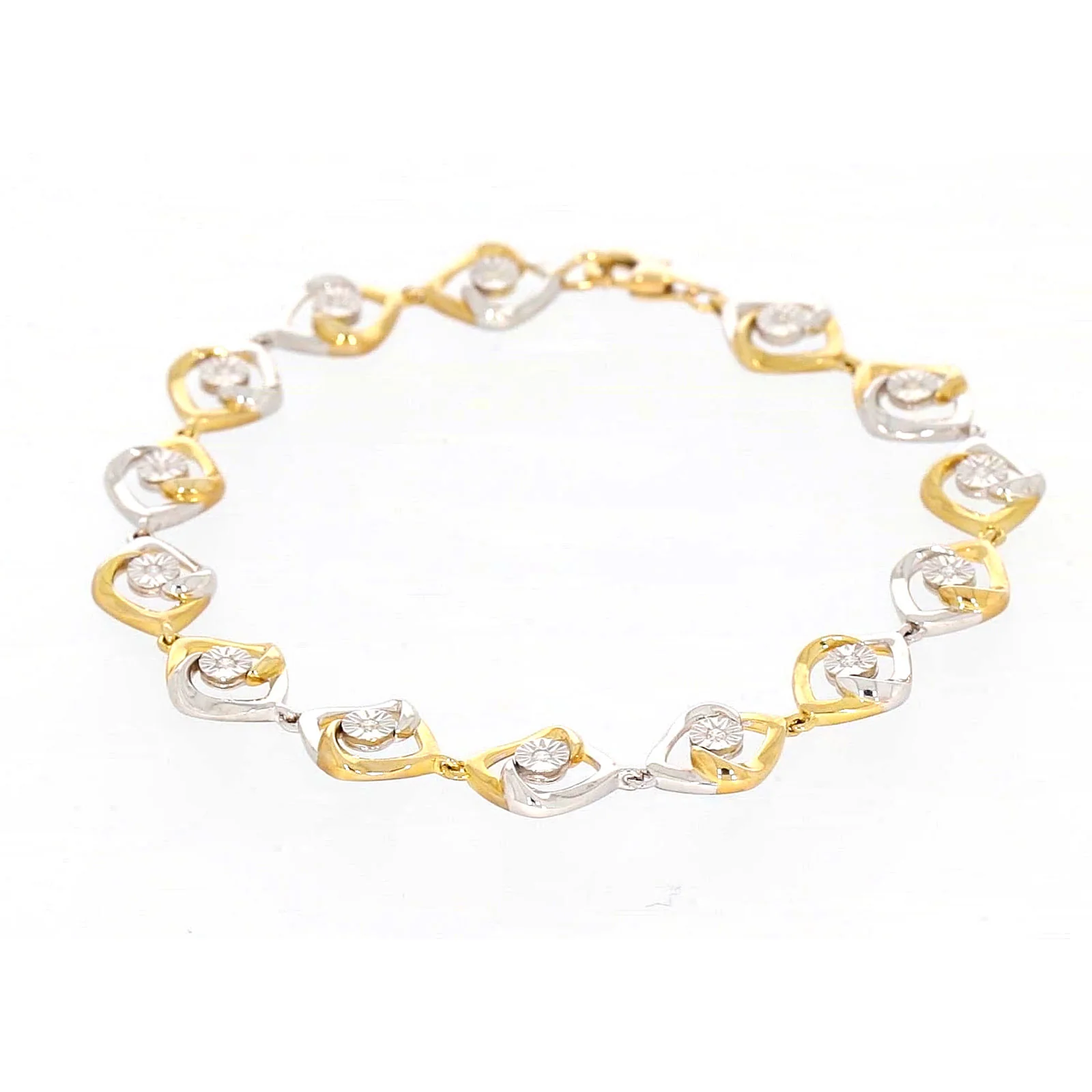 9ct Two Tone Gold with 0.12 CARAT tw of Diamonds Bracelet - Image 10