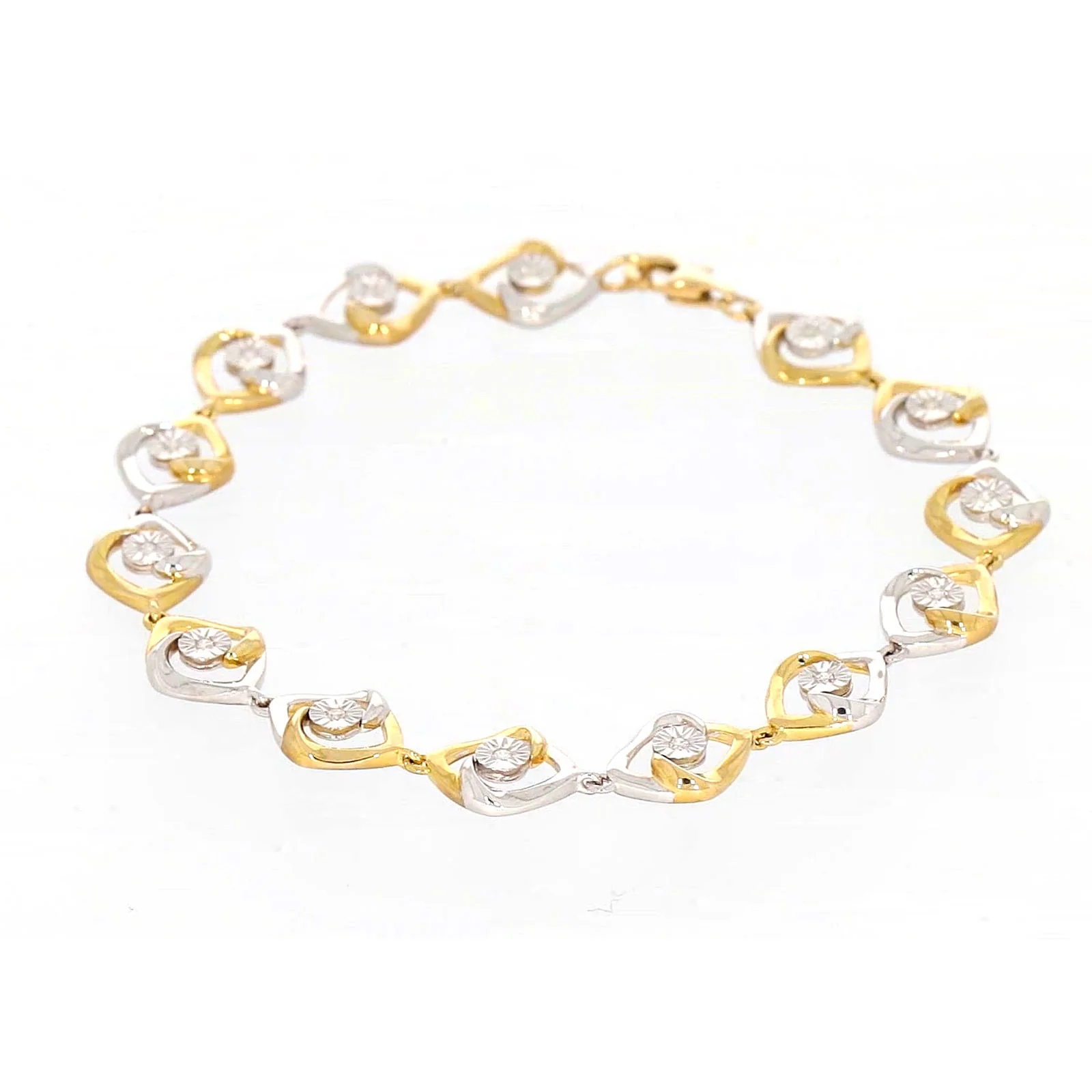 9ct Two Tone Gold with 0.12 CARAT tw of Diamonds Bracelet - Image 11