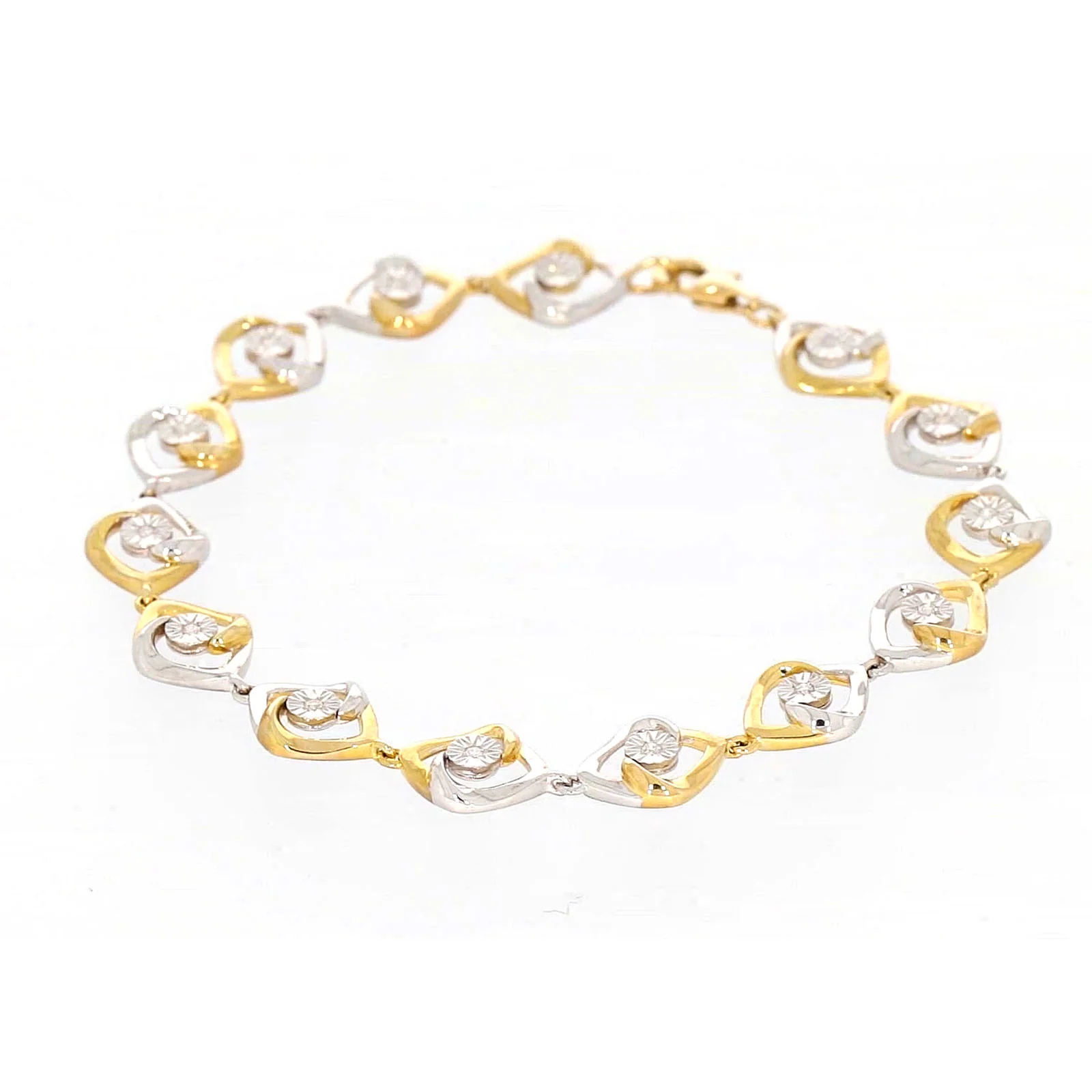 9ct Two Tone Gold with 0.12 CARAT tw of Diamonds Bracelet - Image 12