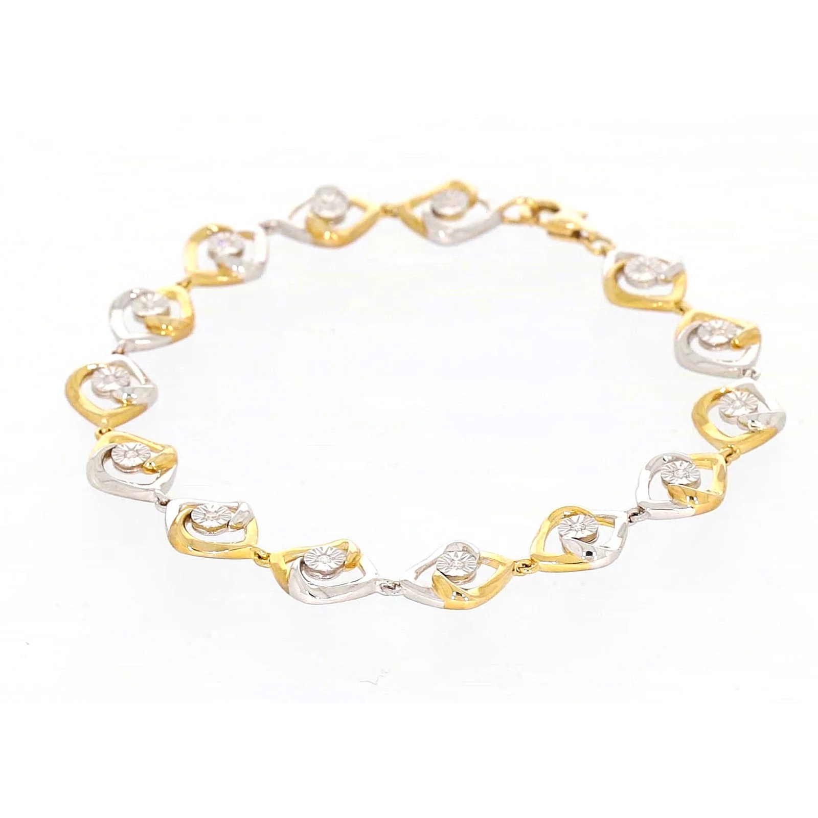 9ct Two Tone Gold with 0.12 CARAT tw of Diamonds Bracelet - Image 13