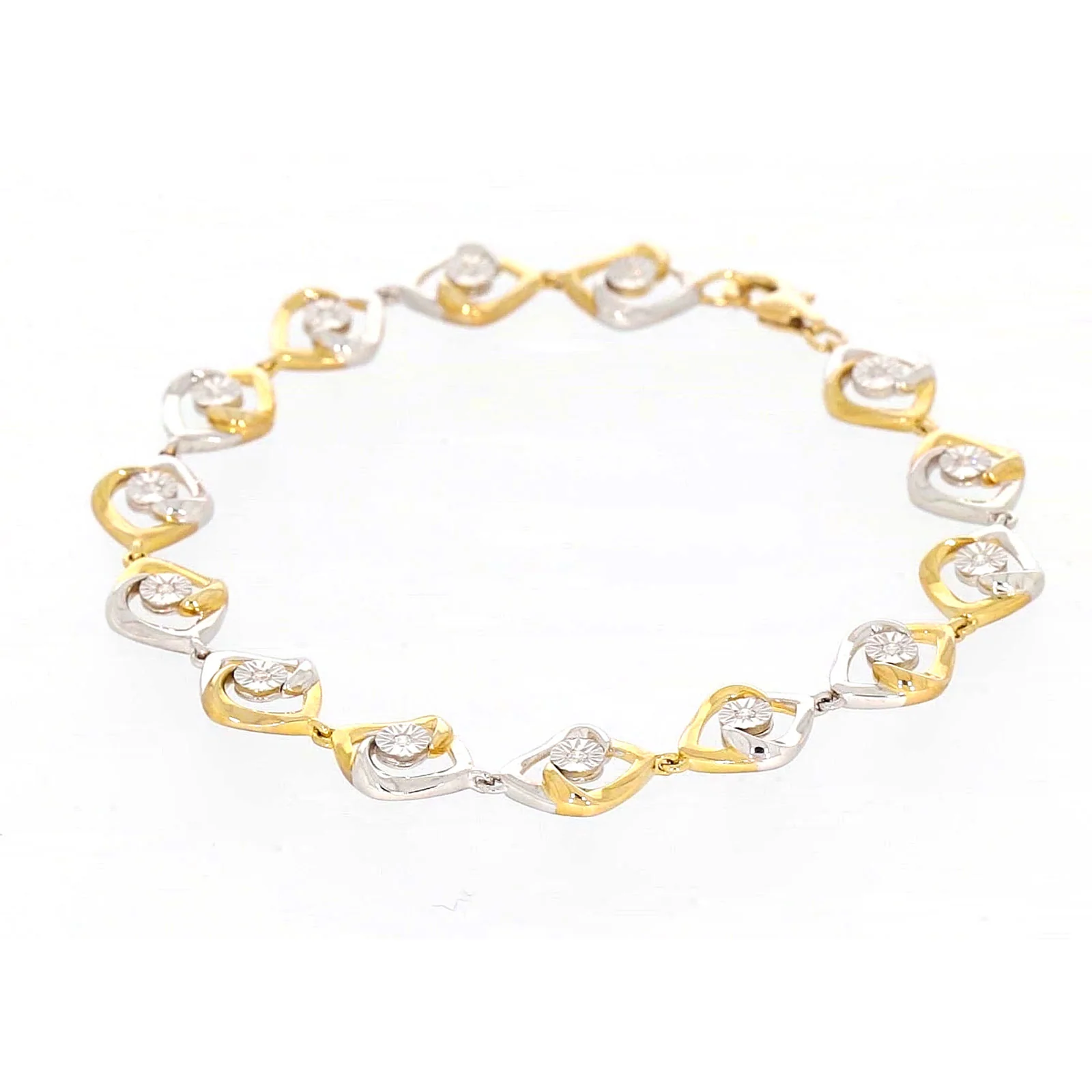 9ct Two Tone Gold with 0.12 CARAT tw of Diamonds Bracelet - Image 14
