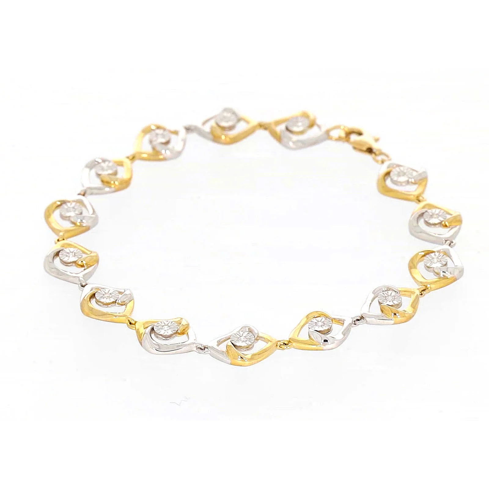 9ct Two Tone Gold with 0.12 CARAT tw of Diamonds Bracelet - Image 15
