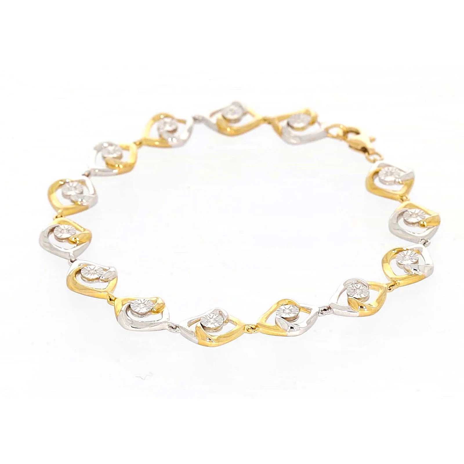 9ct Two Tone Gold with 0.12 CARAT tw of Diamonds Bracelet - Image 16