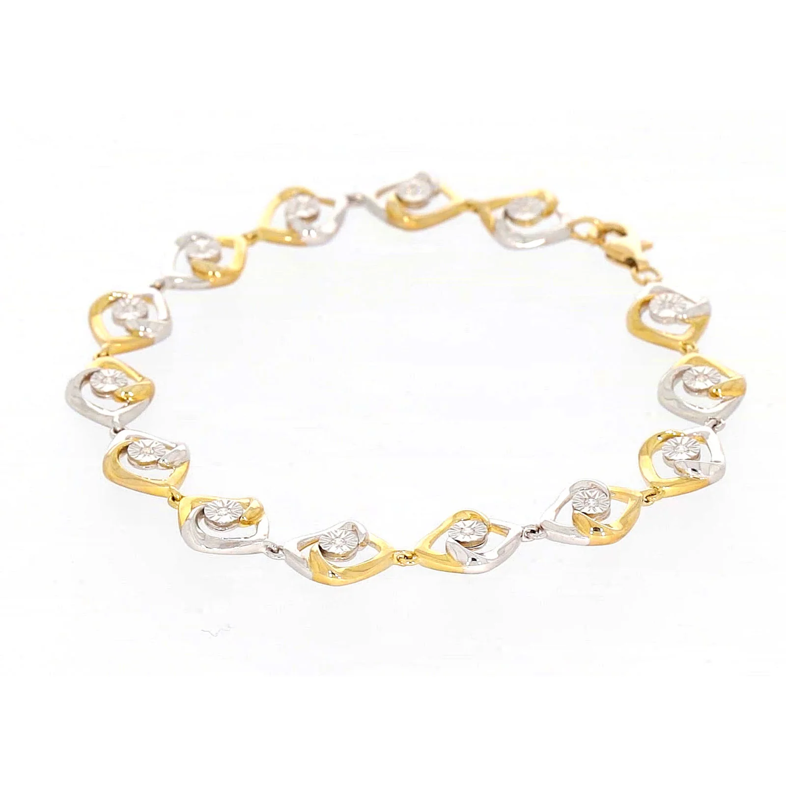 9ct Two Tone Gold with 0.12 CARAT tw of Diamonds Bracelet - Image 17
