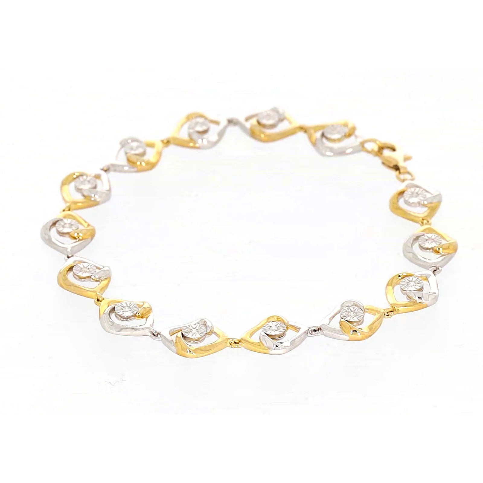 9ct Two Tone Gold with 0.12 CARAT tw of Diamonds Bracelet - Image 18