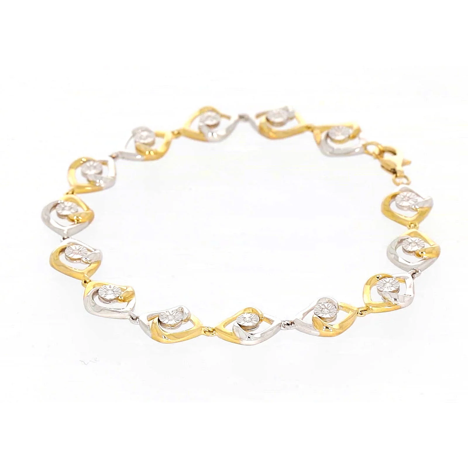 9ct Two Tone Gold with 0.12 CARAT tw of Diamonds Bracelet - Image 19
