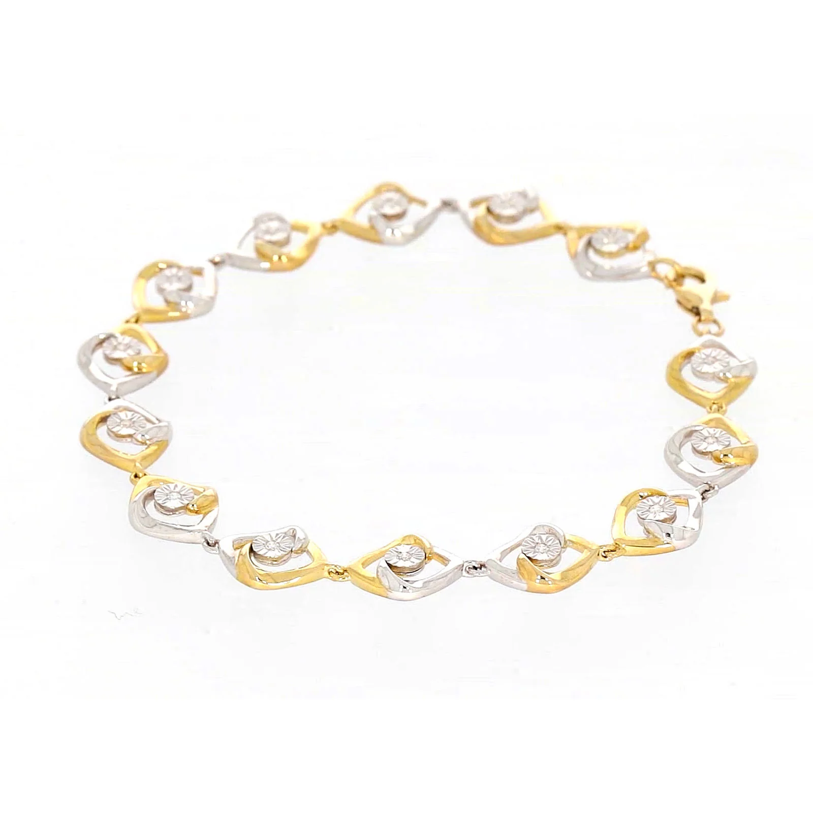 9ct Two Tone Gold with 0.12 CARAT tw of Diamonds Bracelet - Image 20