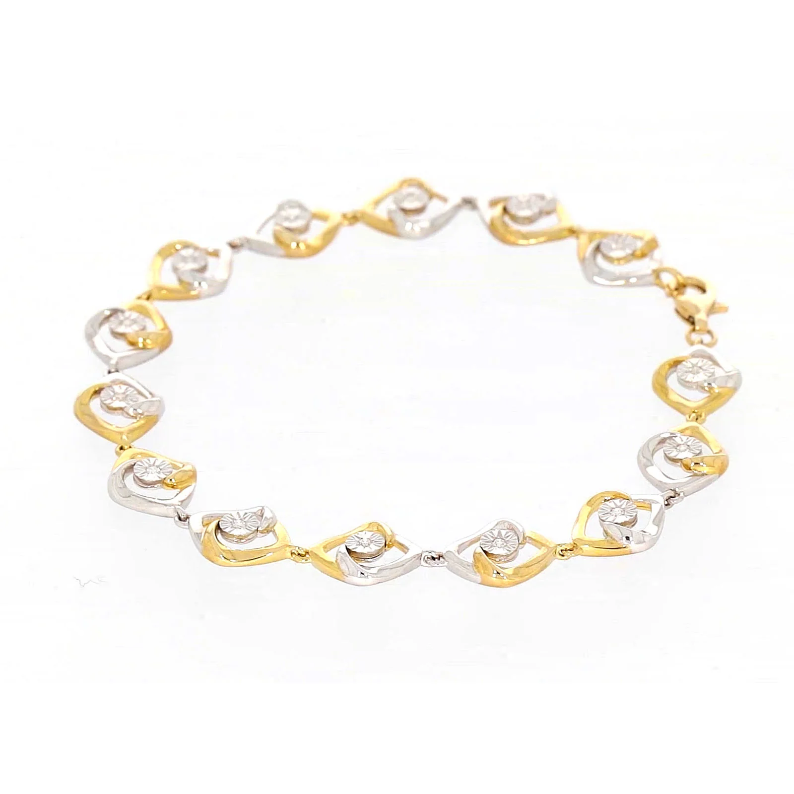 9ct Two Tone Gold with 0.12 CARAT tw of Diamonds Bracelet - Image 21