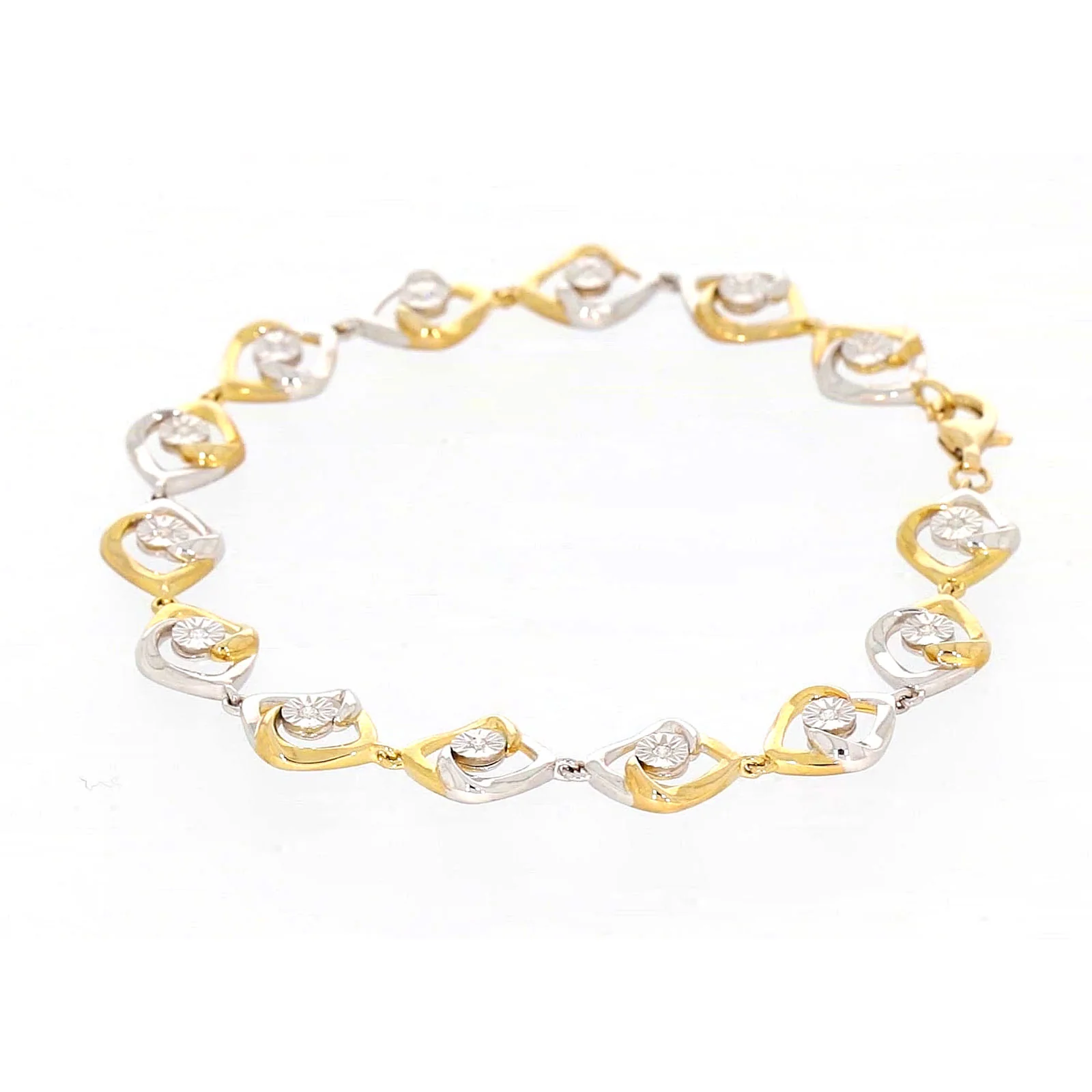 9ct Two Tone Gold with 0.12 CARAT tw of Diamonds Bracelet - Image 22