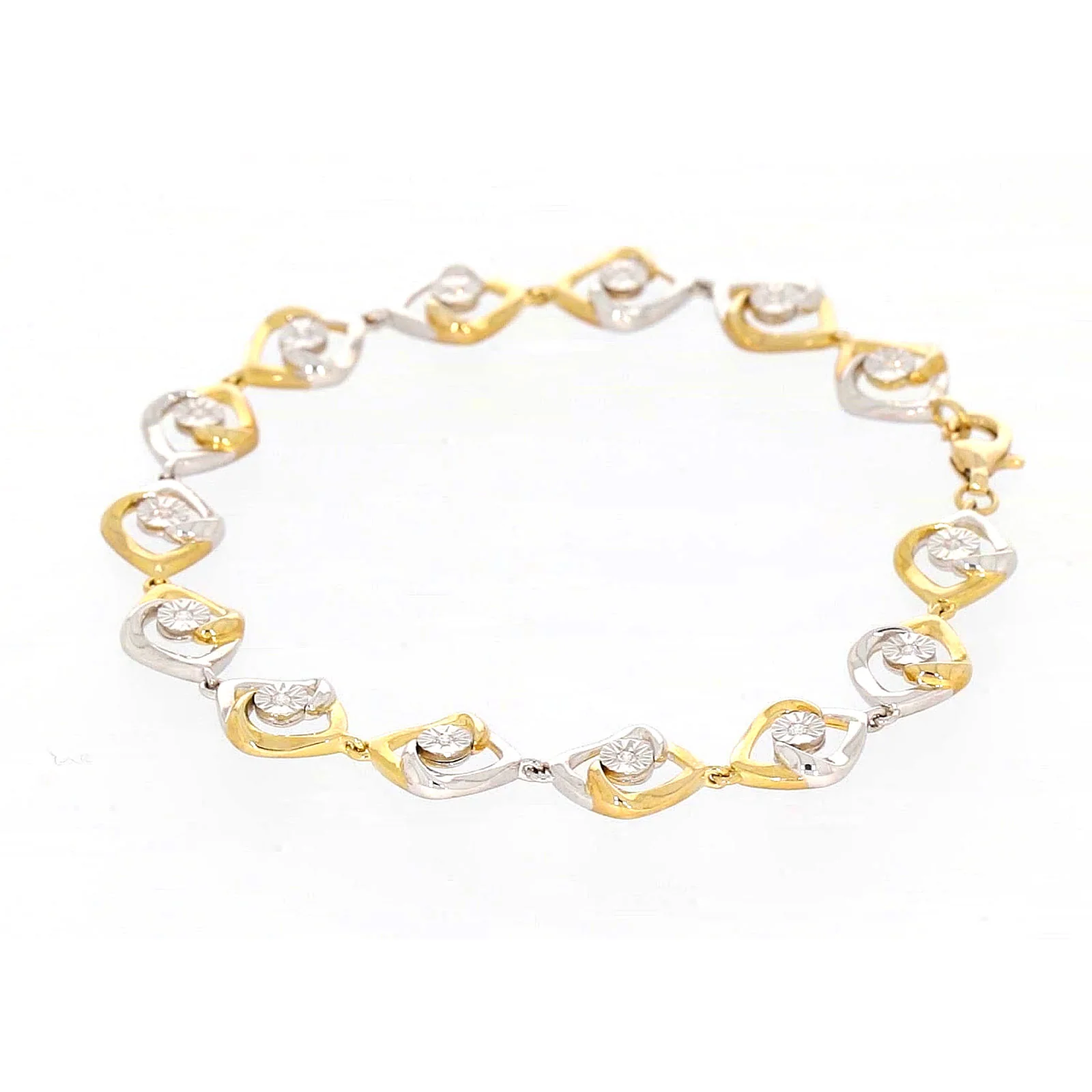9ct Two Tone Gold with 0.12 CARAT tw of Diamonds Bracelet - Image 23