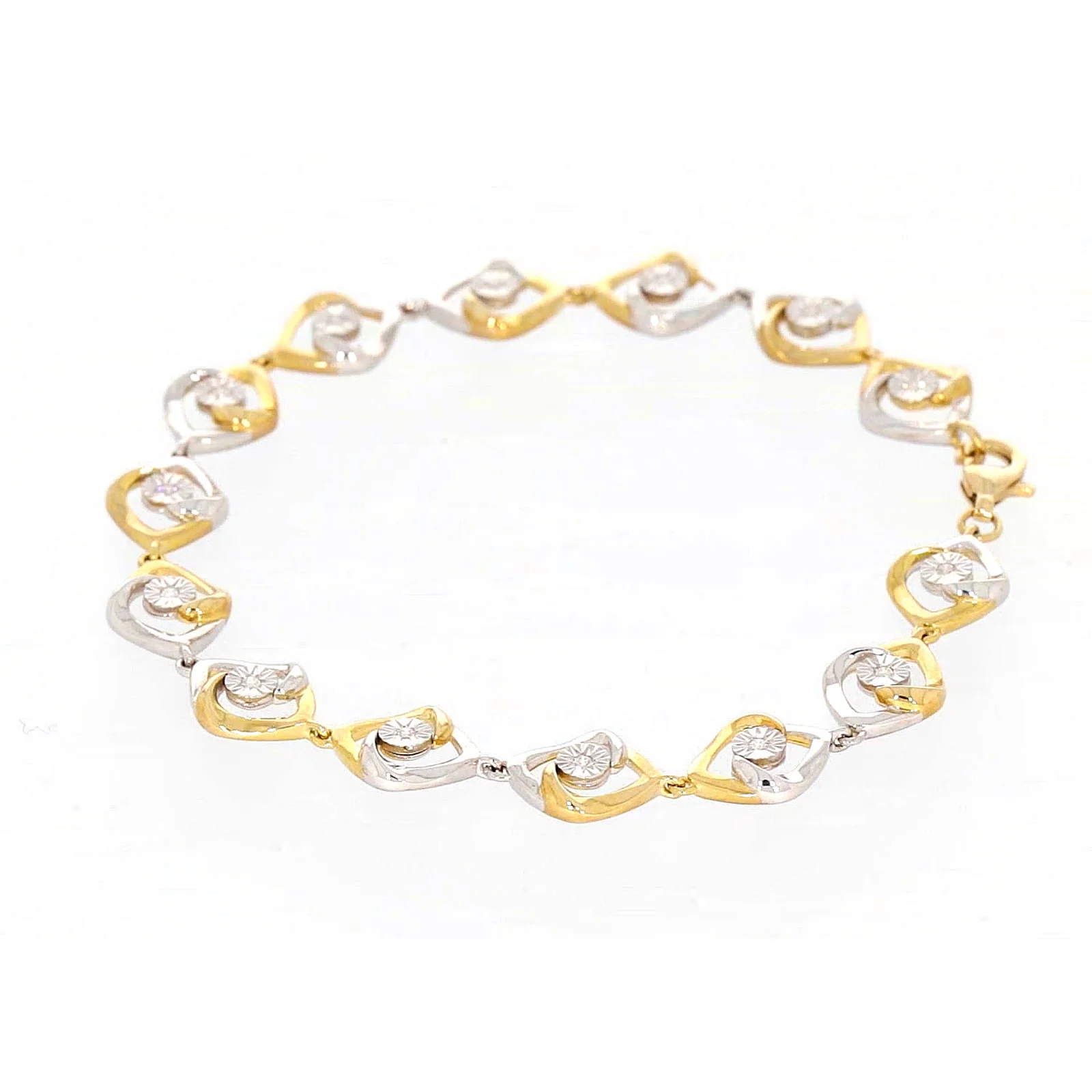 9ct Two Tone Gold with 0.12 CARAT tw of Diamonds Bracelet - Image 24