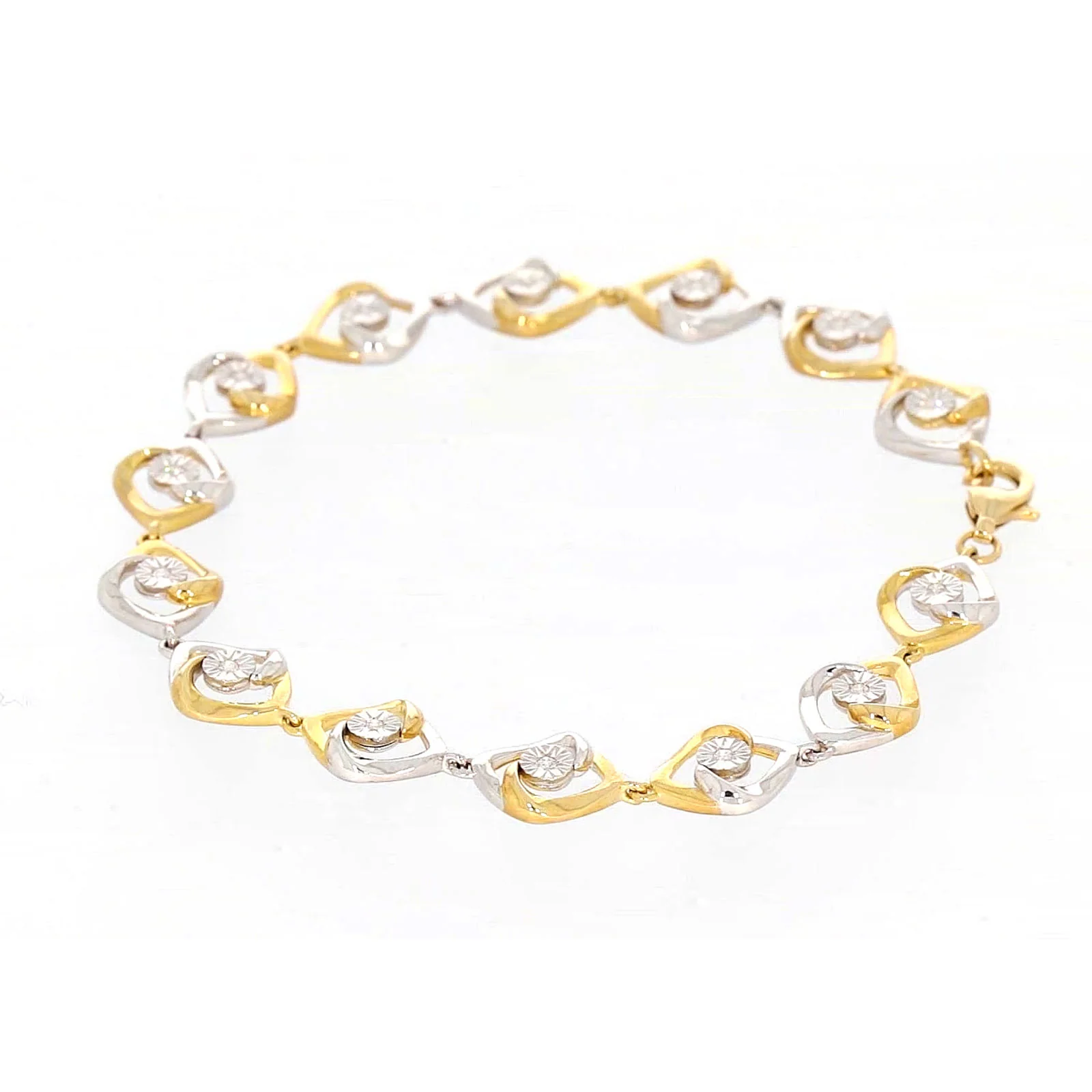 9ct Two Tone Gold with 0.12 CARAT tw of Diamonds Bracelet - Image 25