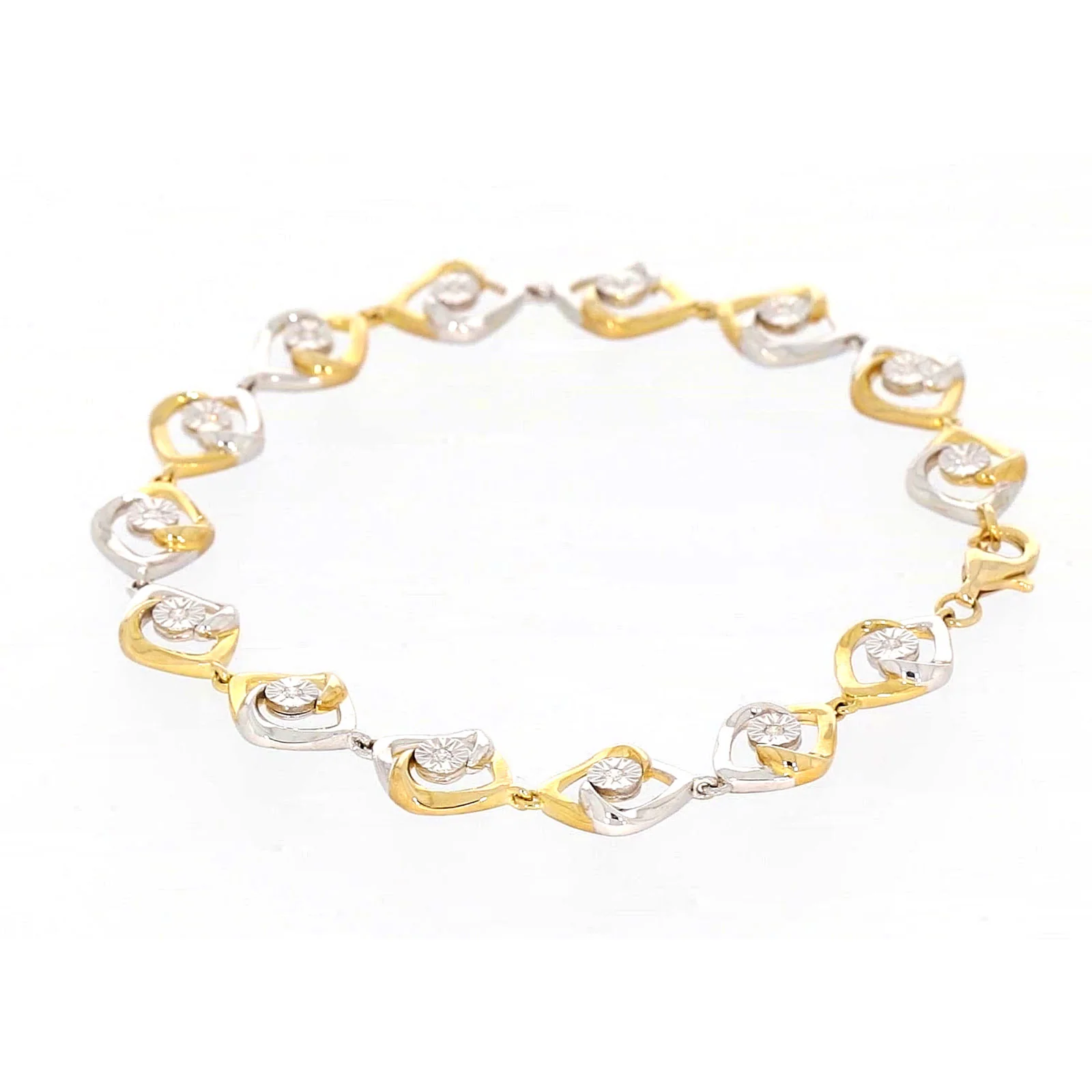 9ct Two Tone Gold with 0.12 CARAT tw of Diamonds Bracelet - Image 28