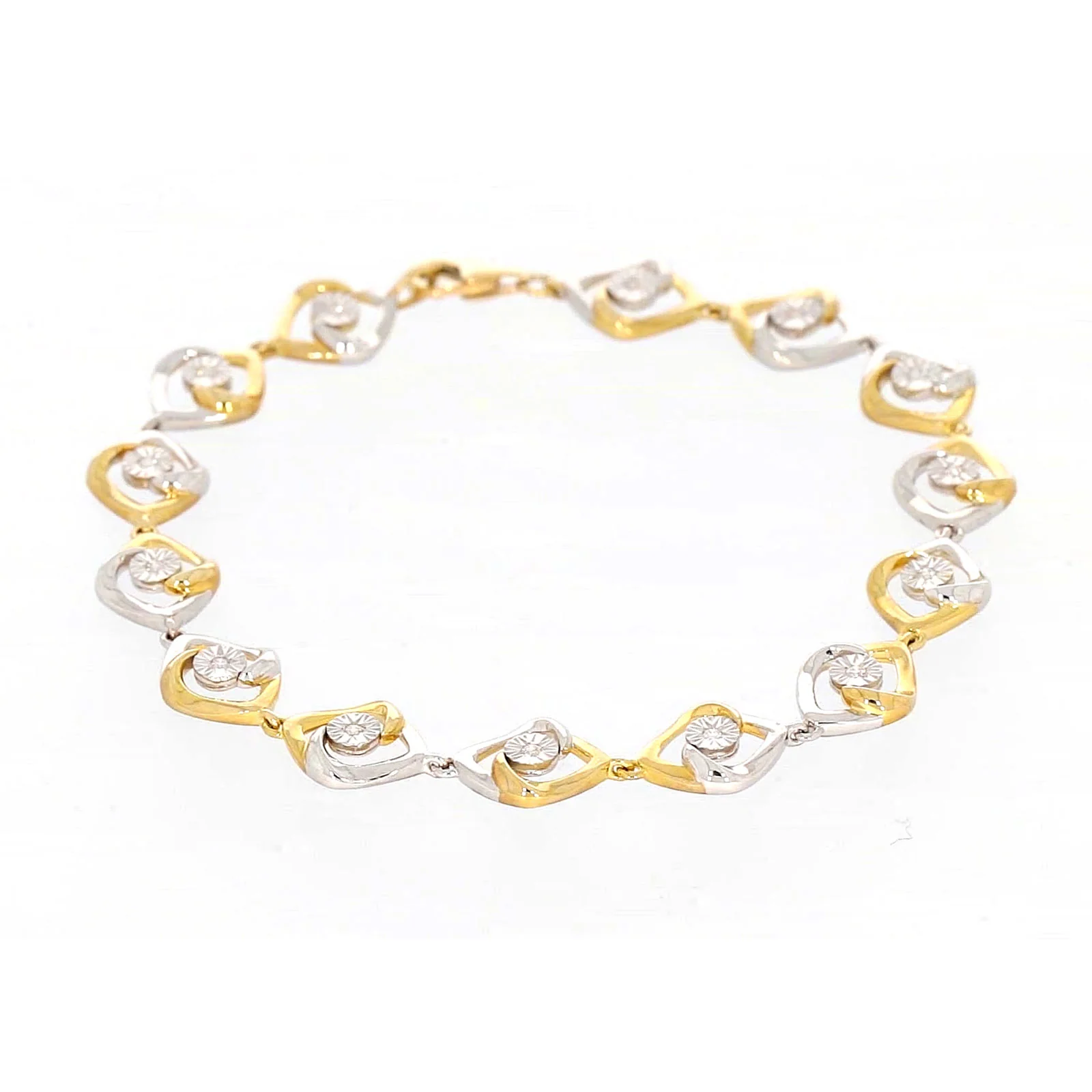 9ct Two Tone Gold with 0.12 CARAT tw of Diamonds Bracelet - Image 5