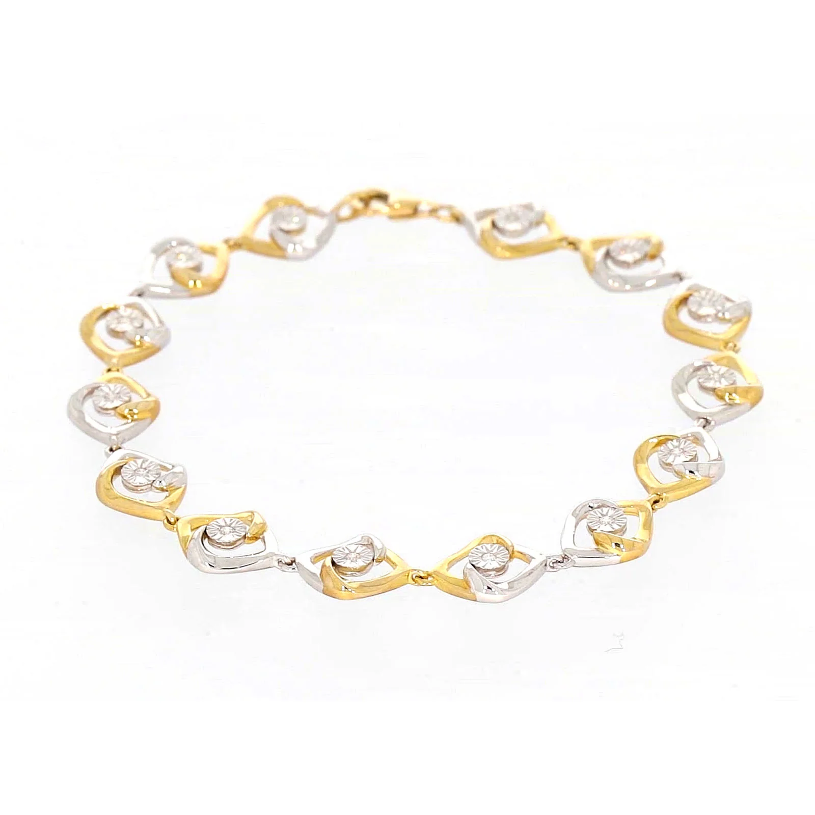 9ct Two Tone Gold with 0.12 CARAT tw of Diamonds Bracelet - Image 7