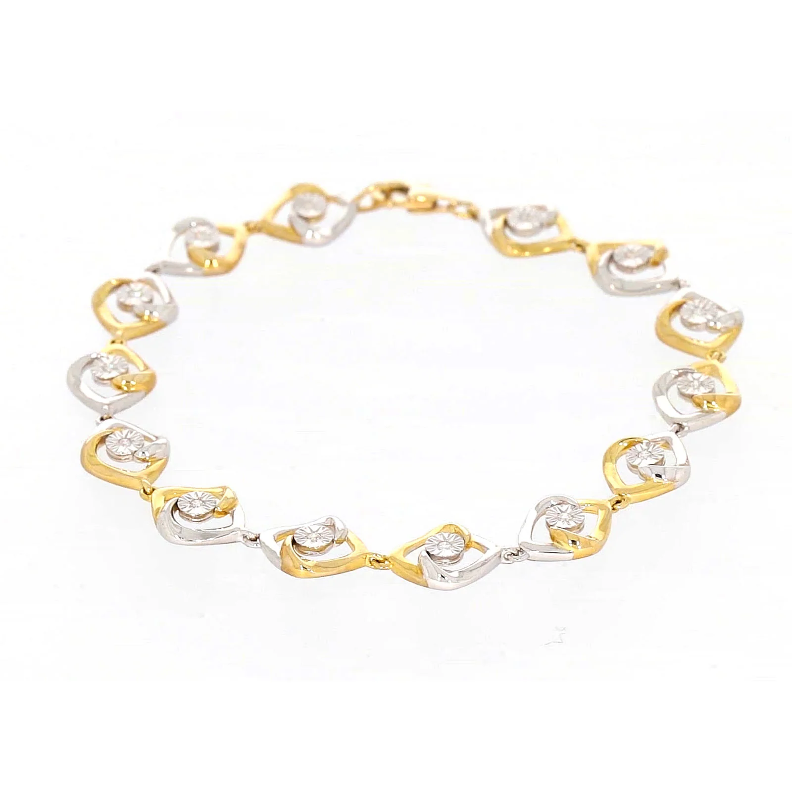 9ct Two Tone Gold with 0.12 CARAT tw of Diamonds Bracelet - Image 8