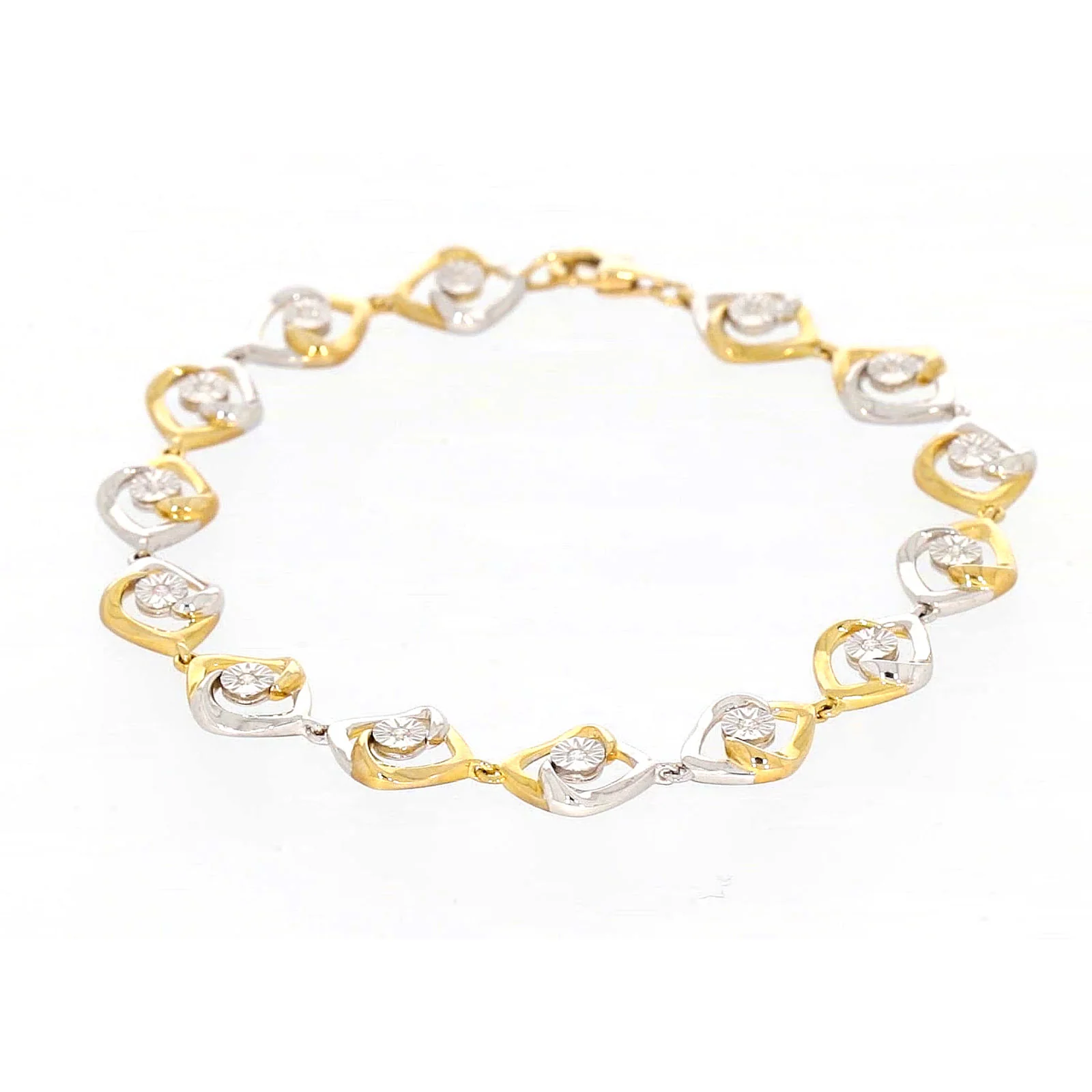 9ct Two Tone Gold with 0.12 CARAT tw of Diamonds Bracelet - Image 9