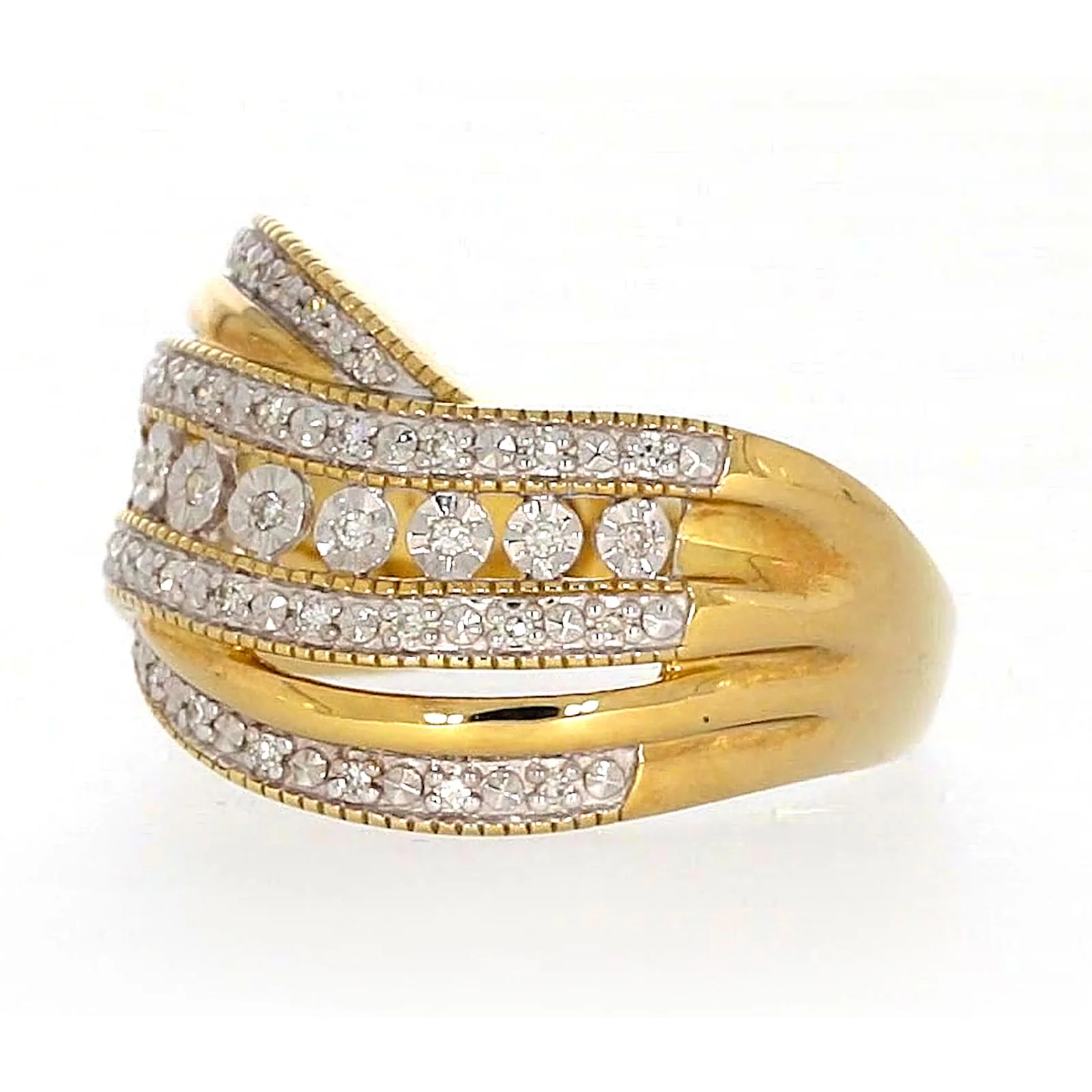9ct Two Tone Gold Round Brilliant Cut Ring with 0.15 Carat tw of Diamonds Ring - Image 14