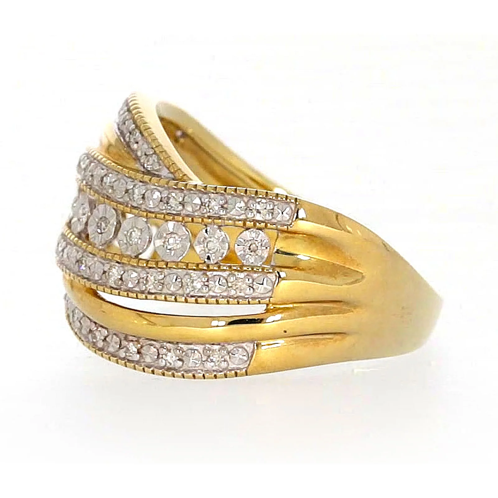 9ct Two Tone Gold Round Brilliant Cut Ring with 0.15 Carat tw of Diamonds Ring - Image 17