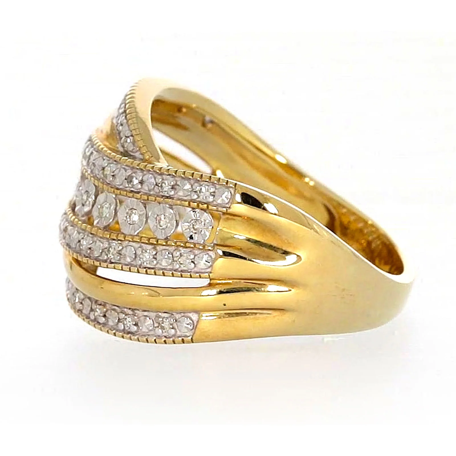 9ct Two Tone Gold Round Brilliant Cut Ring with 0.15 Carat tw of Diamonds Ring - Image 20