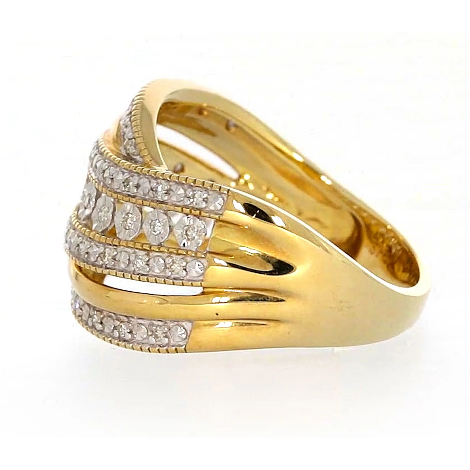 9ct Two Tone Gold Round Brilliant Cut Ring with 0.15 Carat tw of Diamonds Ring - Image 21