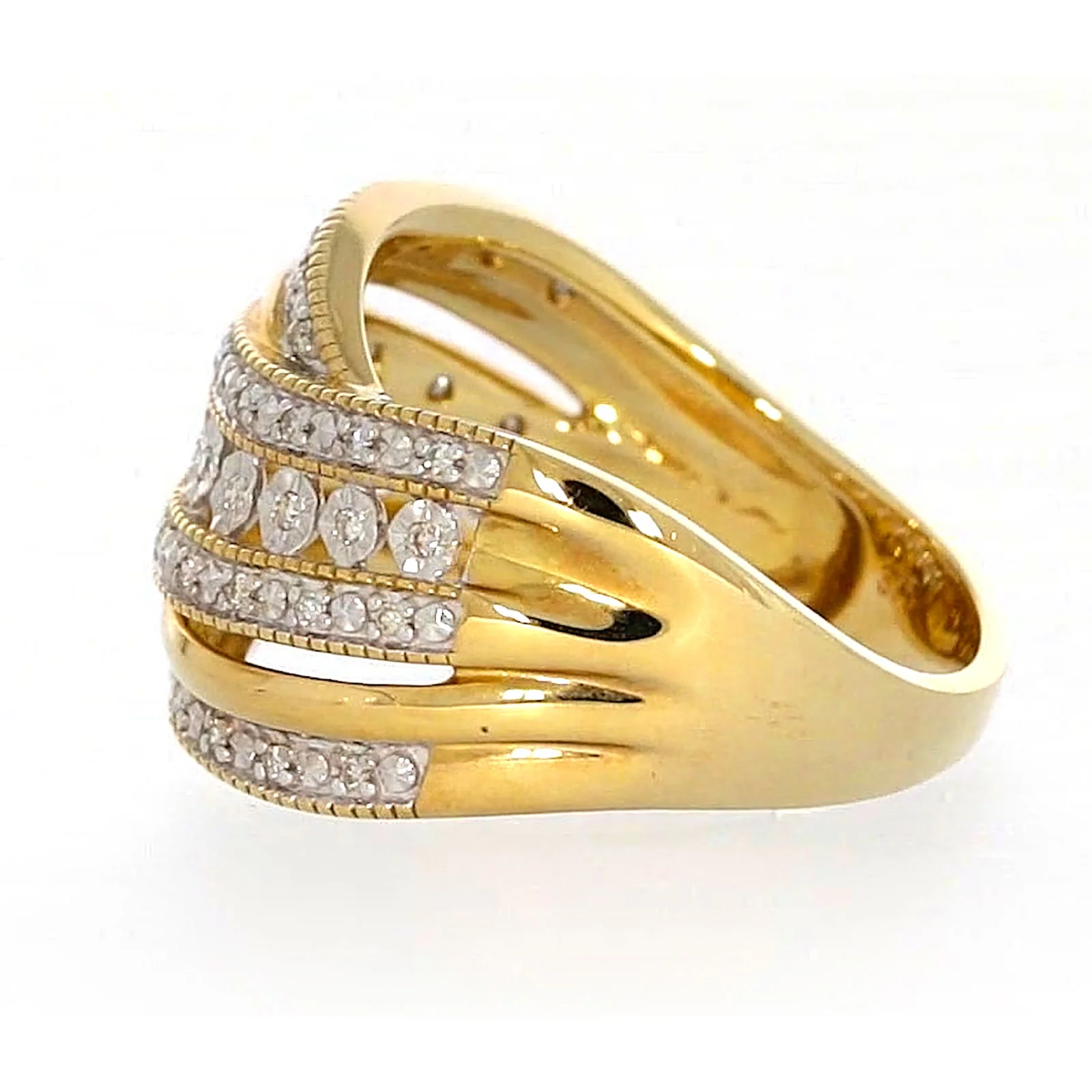 9ct Two Tone Gold Round Brilliant Cut Ring with 0.15 Carat tw of Diamonds Ring - Image 22