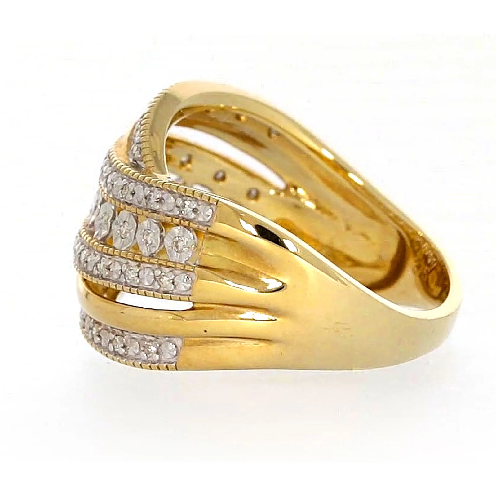 9ct Two Tone Gold Round Brilliant Cut Ring with 0.15 Carat tw of Diamonds Ring - Image 23