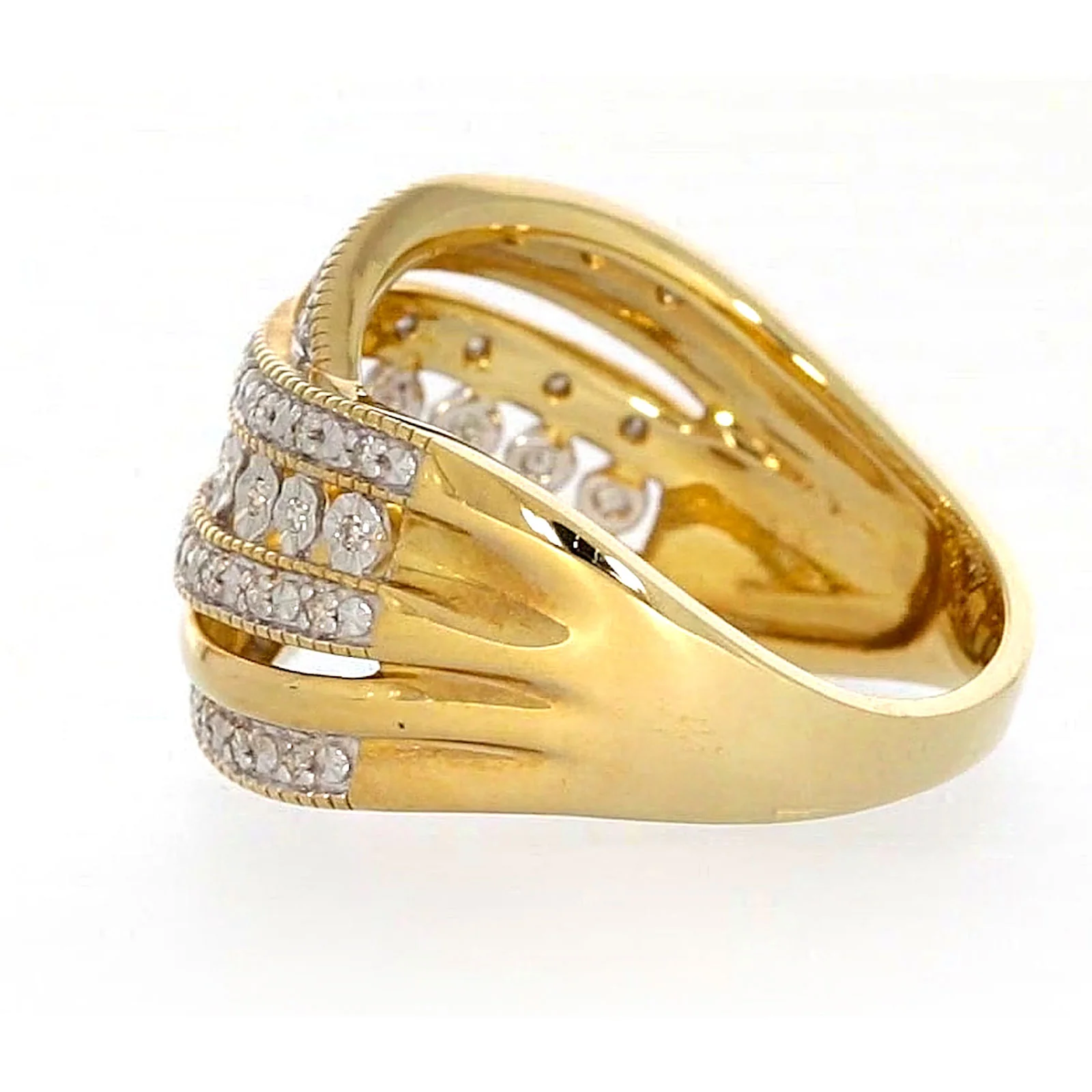 9ct Two Tone Gold Round Brilliant Cut Ring with 0.15 Carat tw of Diamonds Ring - Image 25