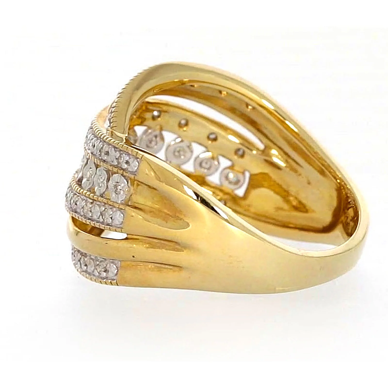 9ct Two Tone Gold Round Brilliant Cut Ring with 0.15 Carat tw of Diamonds Ring - Image 26