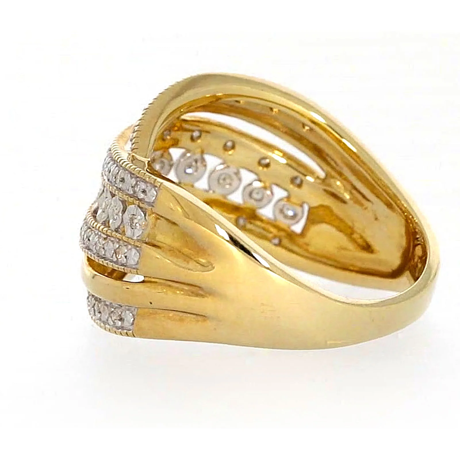 9ct Two Tone Gold Round Brilliant Cut Ring with 0.15 Carat tw of Diamonds Ring - Image 27