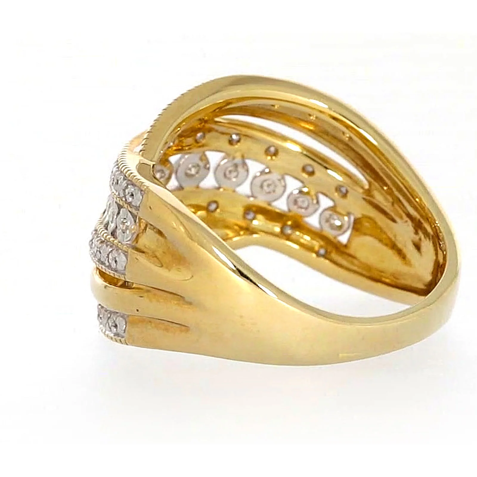 9ct Two Tone Gold Round Brilliant Cut Ring with 0.15 Carat tw of Diamonds Ring - Image 29