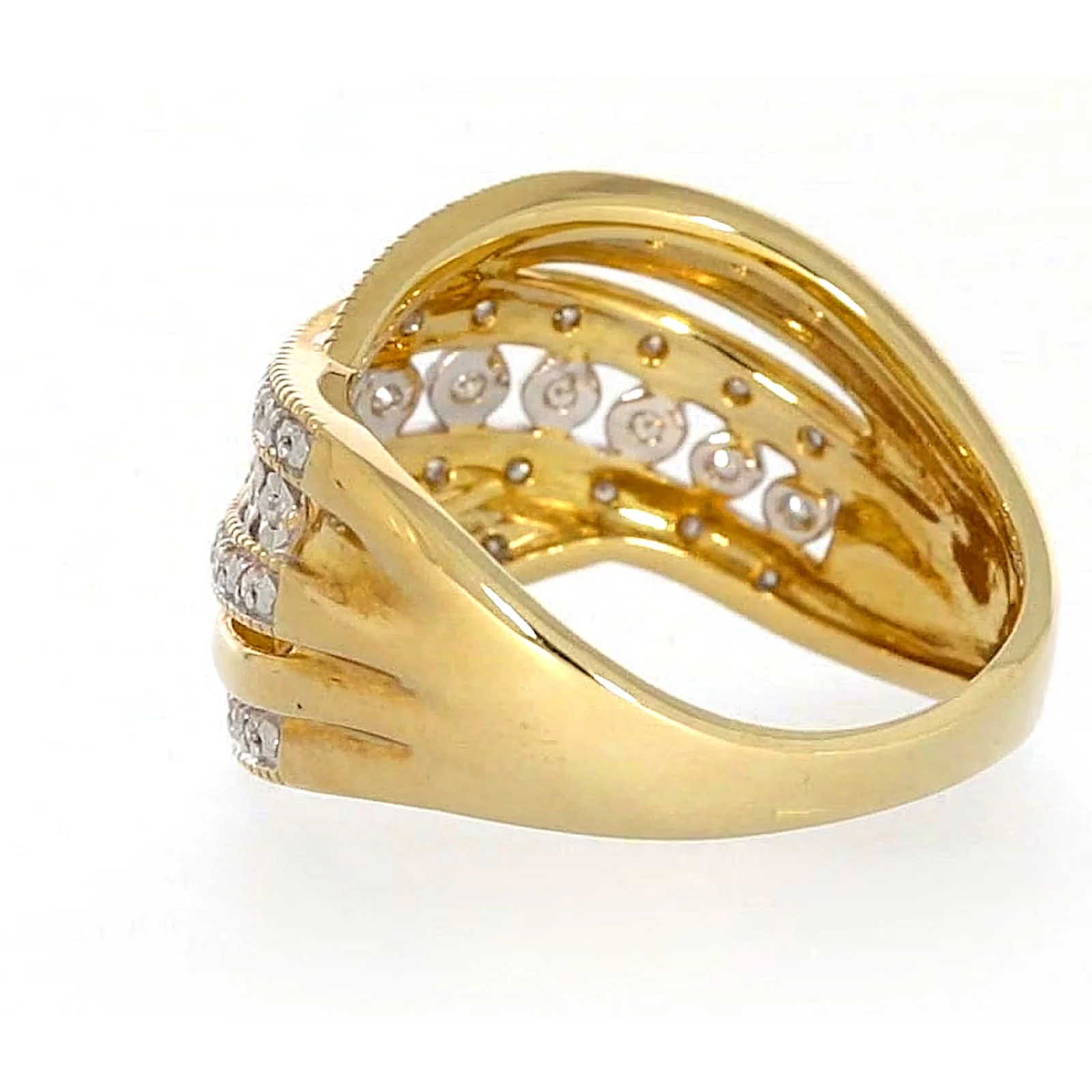 9ct Two Tone Gold Round Brilliant Cut Ring with 0.15 Carat tw of Diamonds Ring - Image 30