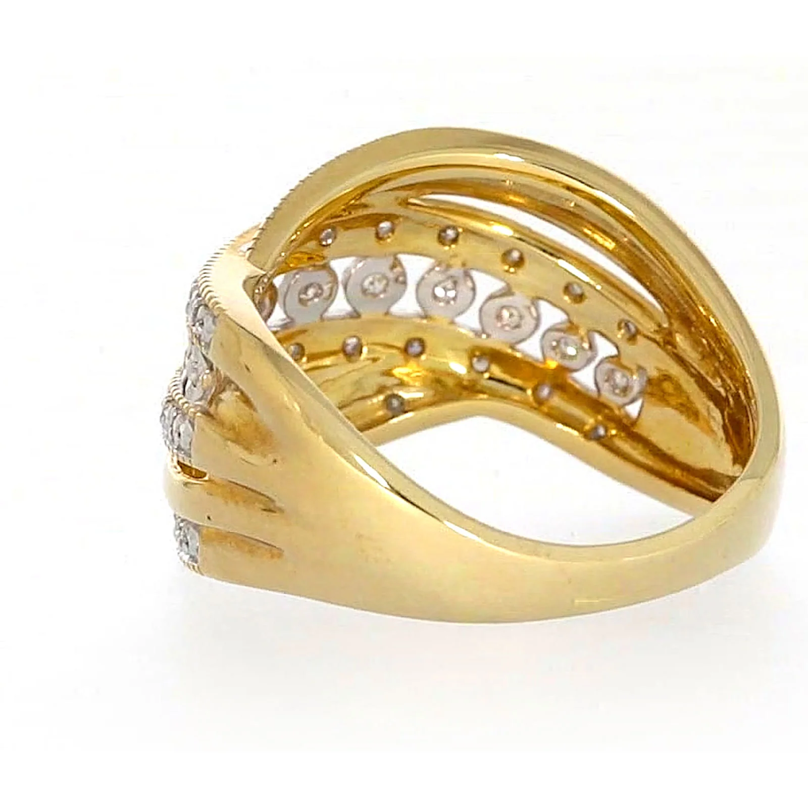 9ct Two Tone Gold Round Brilliant Cut Ring with 0.15 Carat tw of Diamonds Ring - Image 31