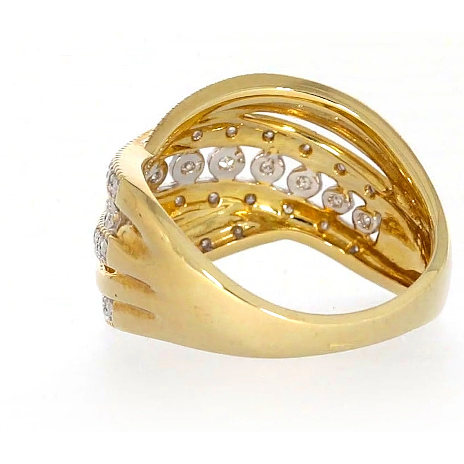 9ct Two Tone Gold Round Brilliant Cut Ring with 0.15 Carat tw of Diamonds Ring - Image 32