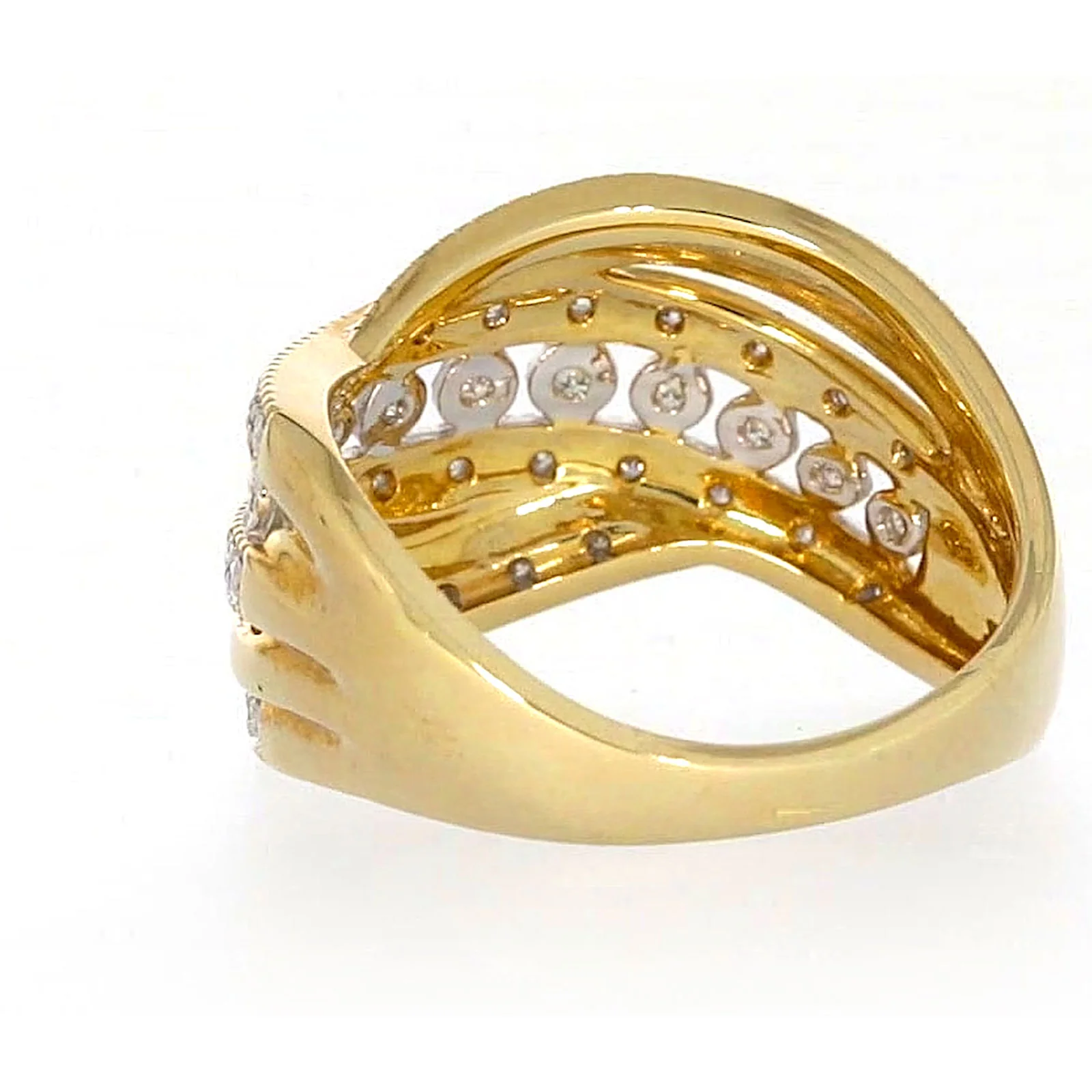 9ct Two Tone Gold Round Brilliant Cut Ring with 0.15 Carat tw of Diamonds Ring - Image 33