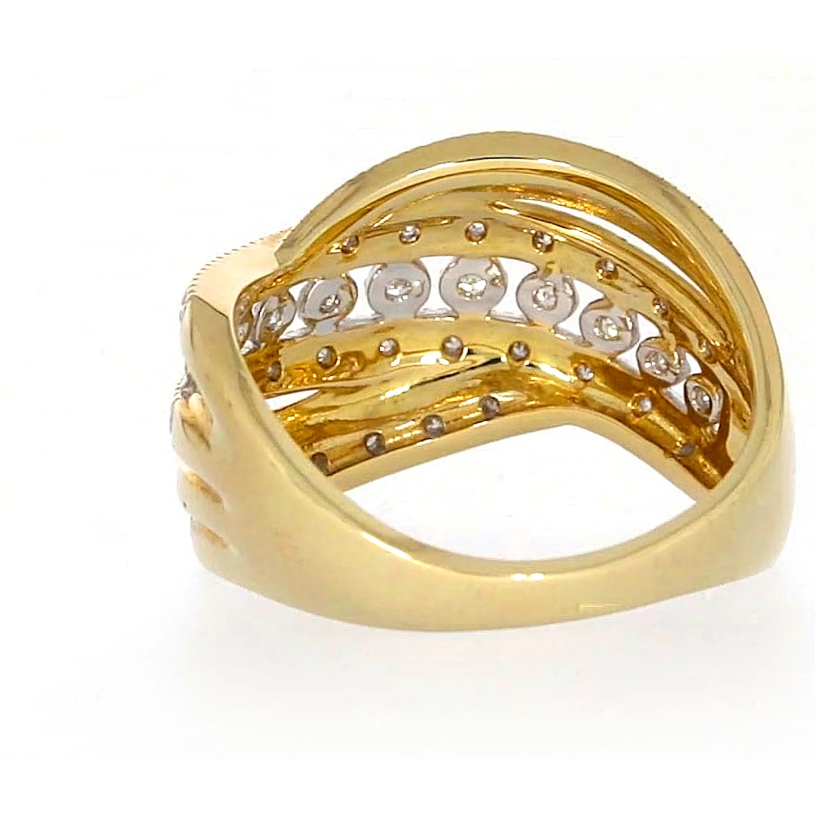 9ct Two Tone Gold Round Brilliant Cut Ring with 0.15 Carat tw of Diamonds Ring - Image 35