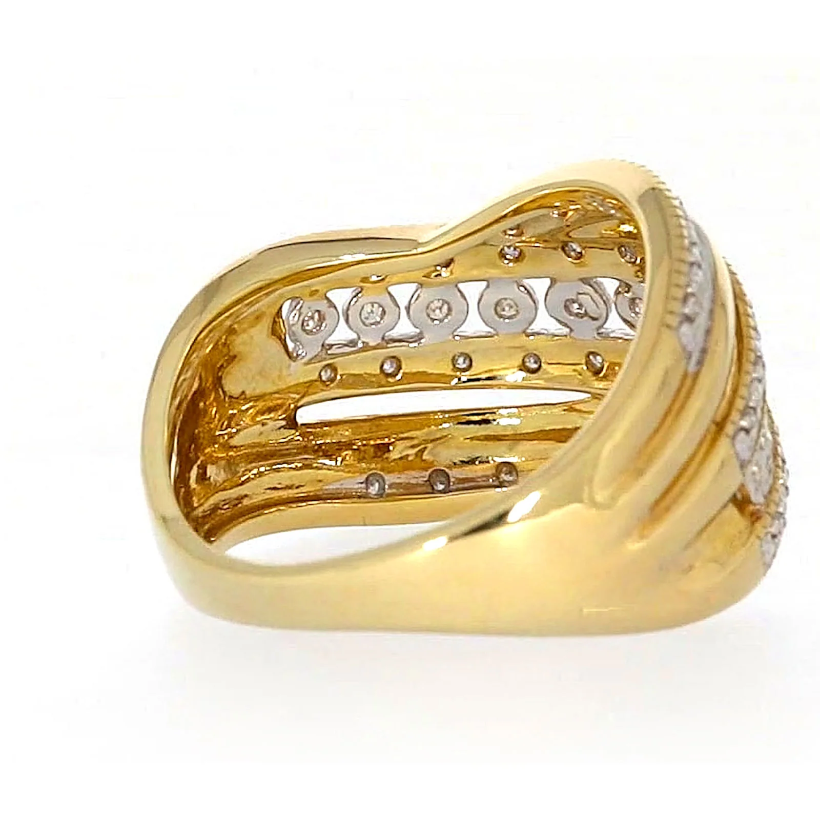 9ct Two Tone Gold Round Brilliant Cut Ring with 0.15 Carat tw of Diamonds Ring - Image 47