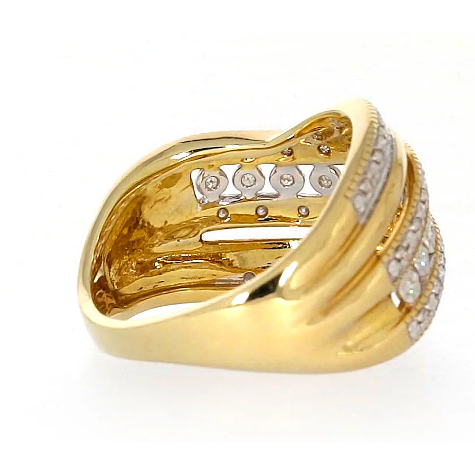 9ct Two Tone Gold Round Brilliant Cut Ring with 0.15 Carat tw of Diamonds Ring - Image 50