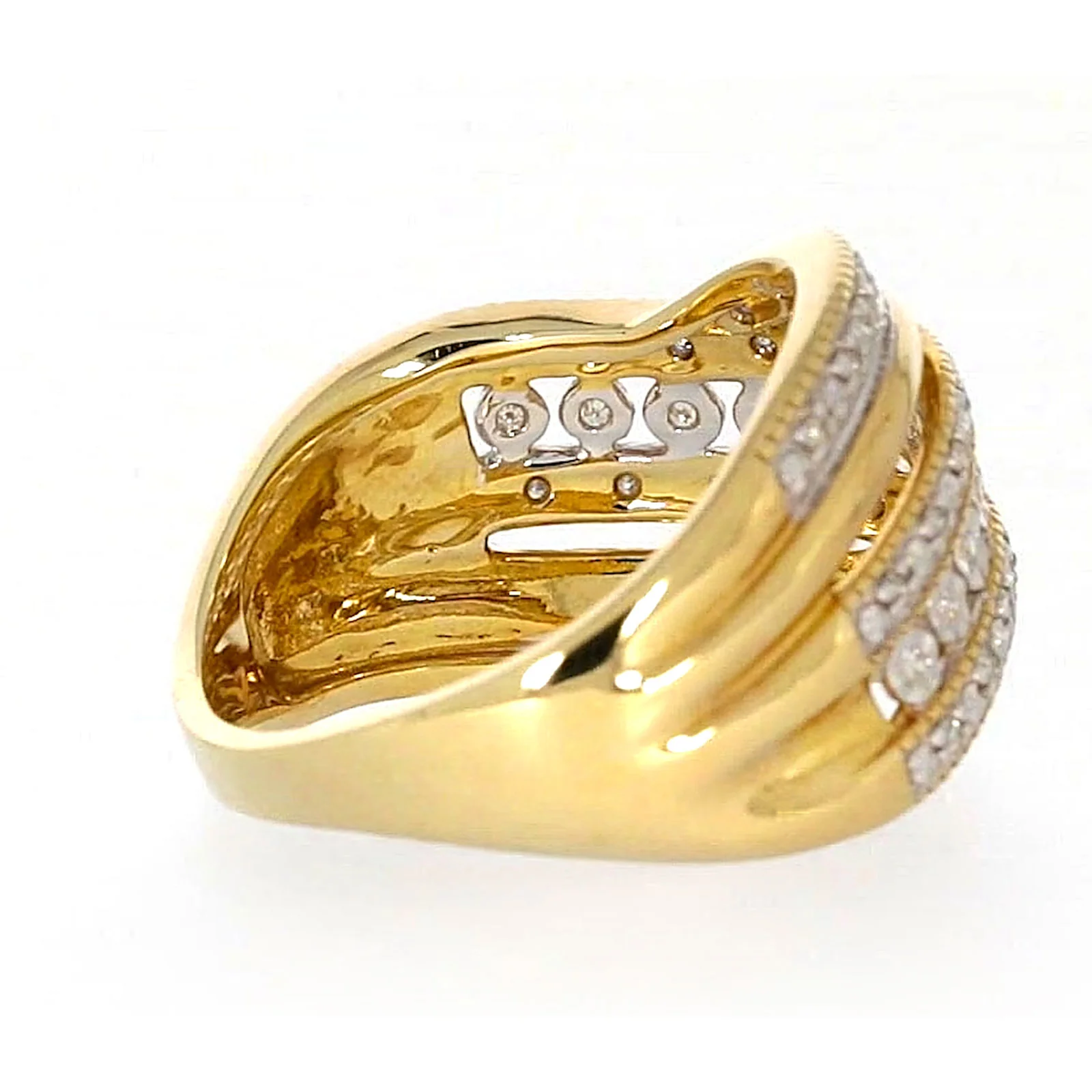 9ct Two Tone Gold Round Brilliant Cut Ring with 0.15 Carat tw of Diamonds Ring - Image 51