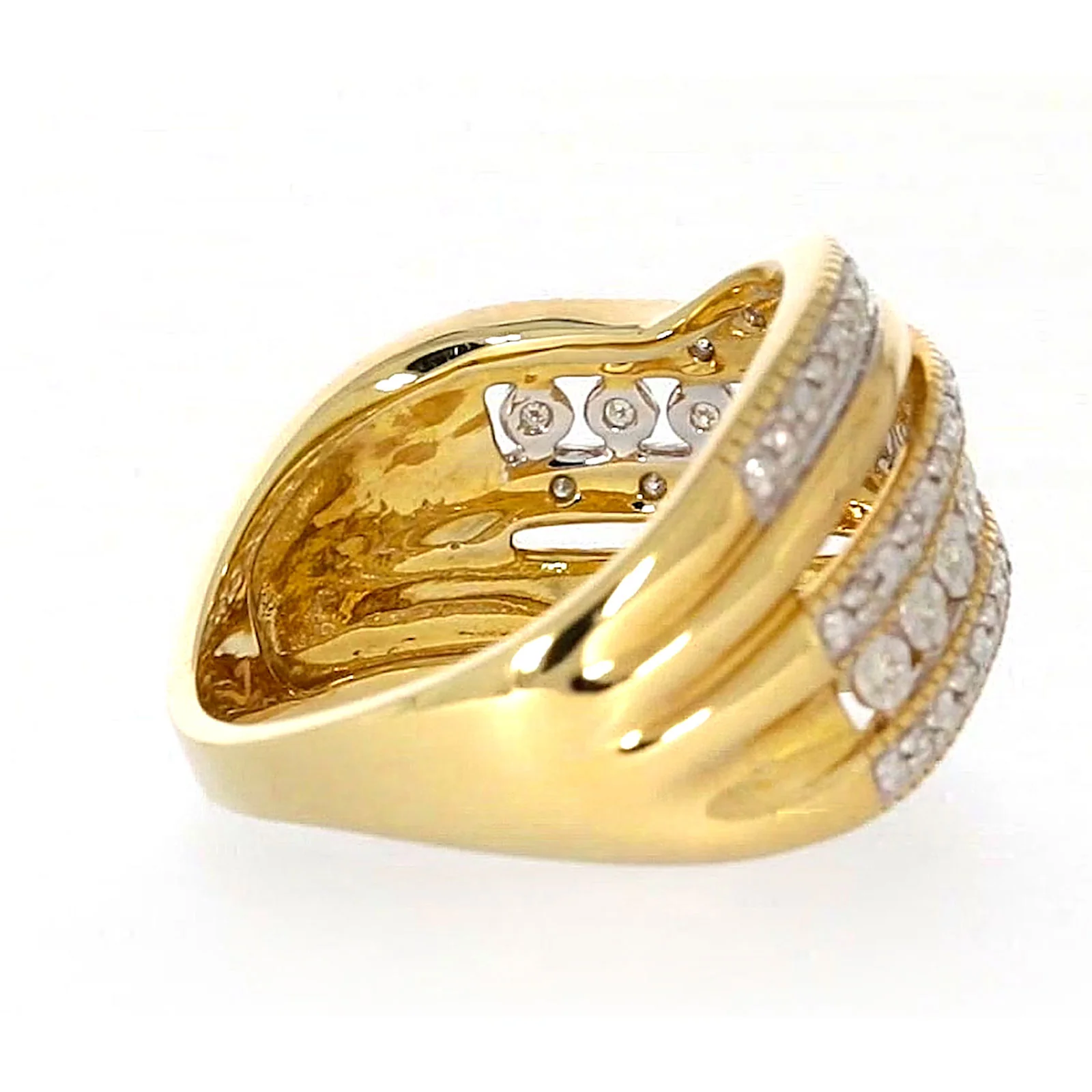 9ct Two Tone Gold Round Brilliant Cut Ring with 0.15 Carat tw of Diamonds Ring - Image 52