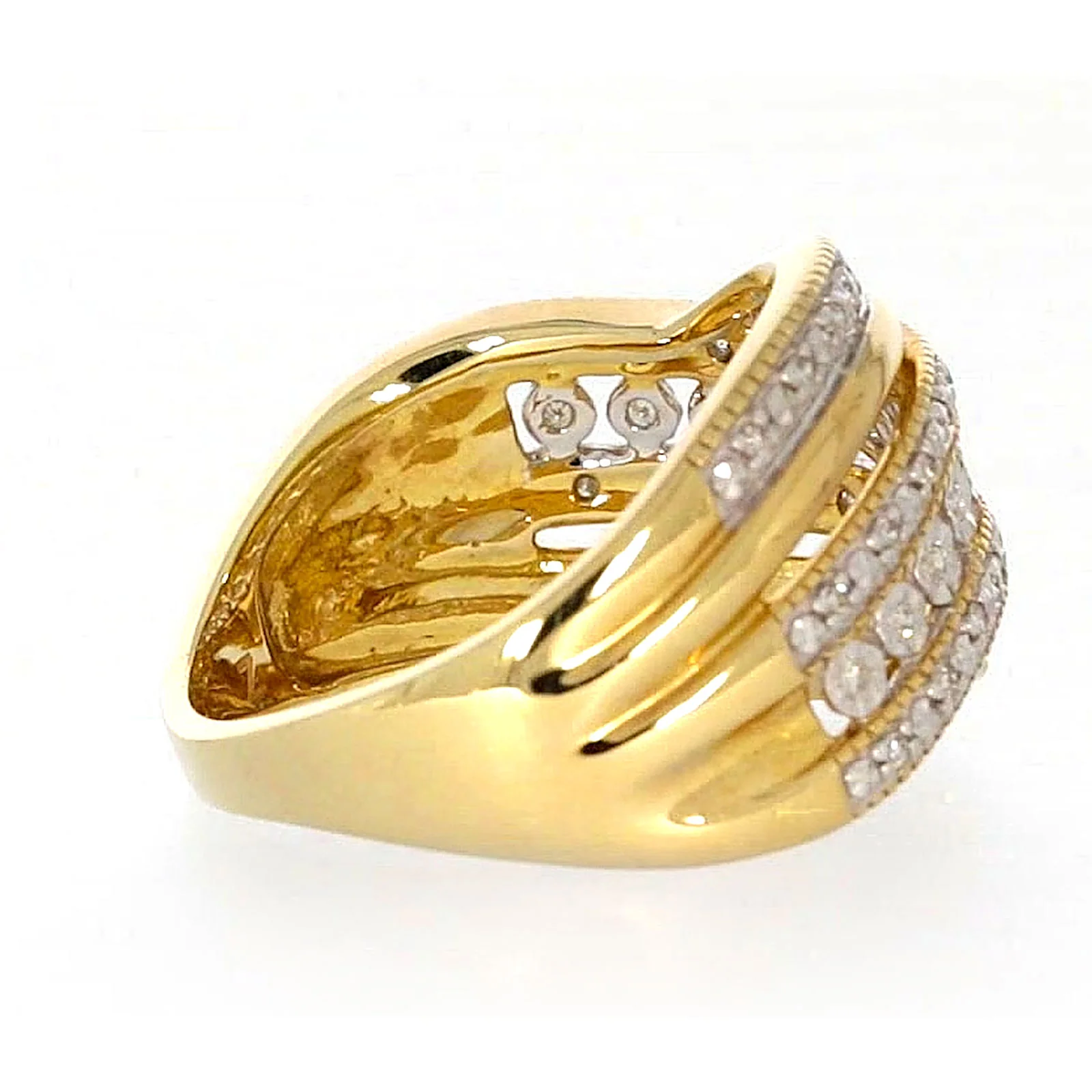 9ct Two Tone Gold Round Brilliant Cut Ring with 0.15 Carat tw of Diamonds Ring - Image 53