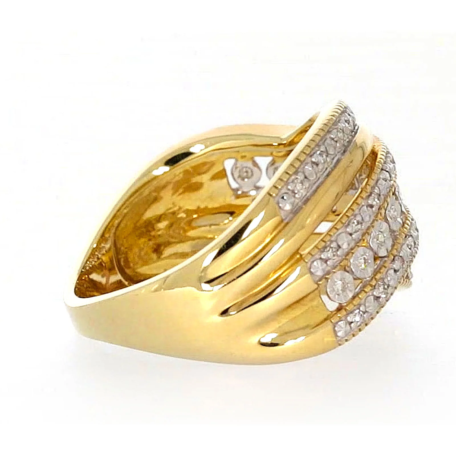9ct Two Tone Gold Round Brilliant Cut Ring with 0.15 Carat tw of Diamonds Ring - Image 54