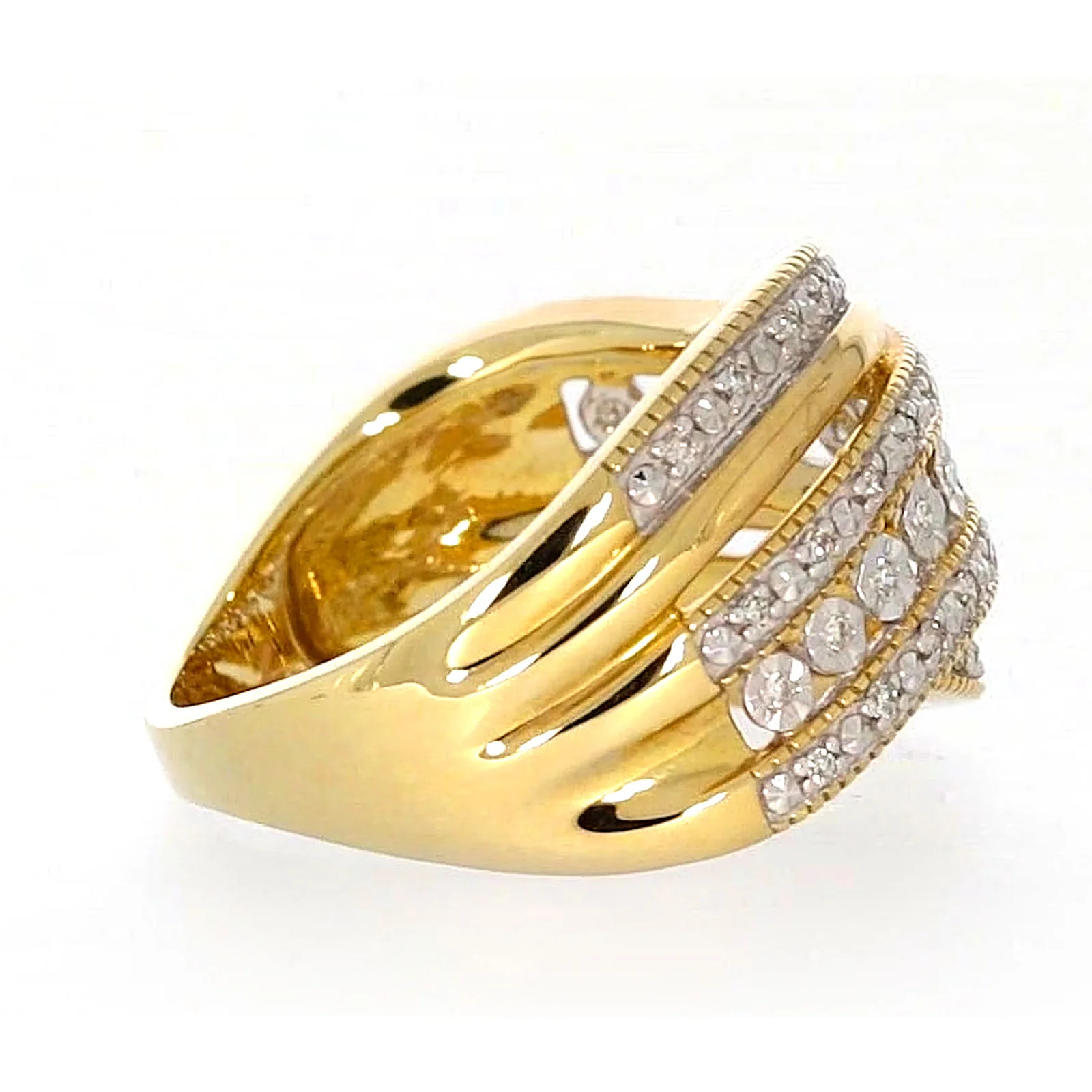 9ct Two Tone Gold Round Brilliant Cut Ring with 0.15 Carat tw of Diamonds Ring - Image 55