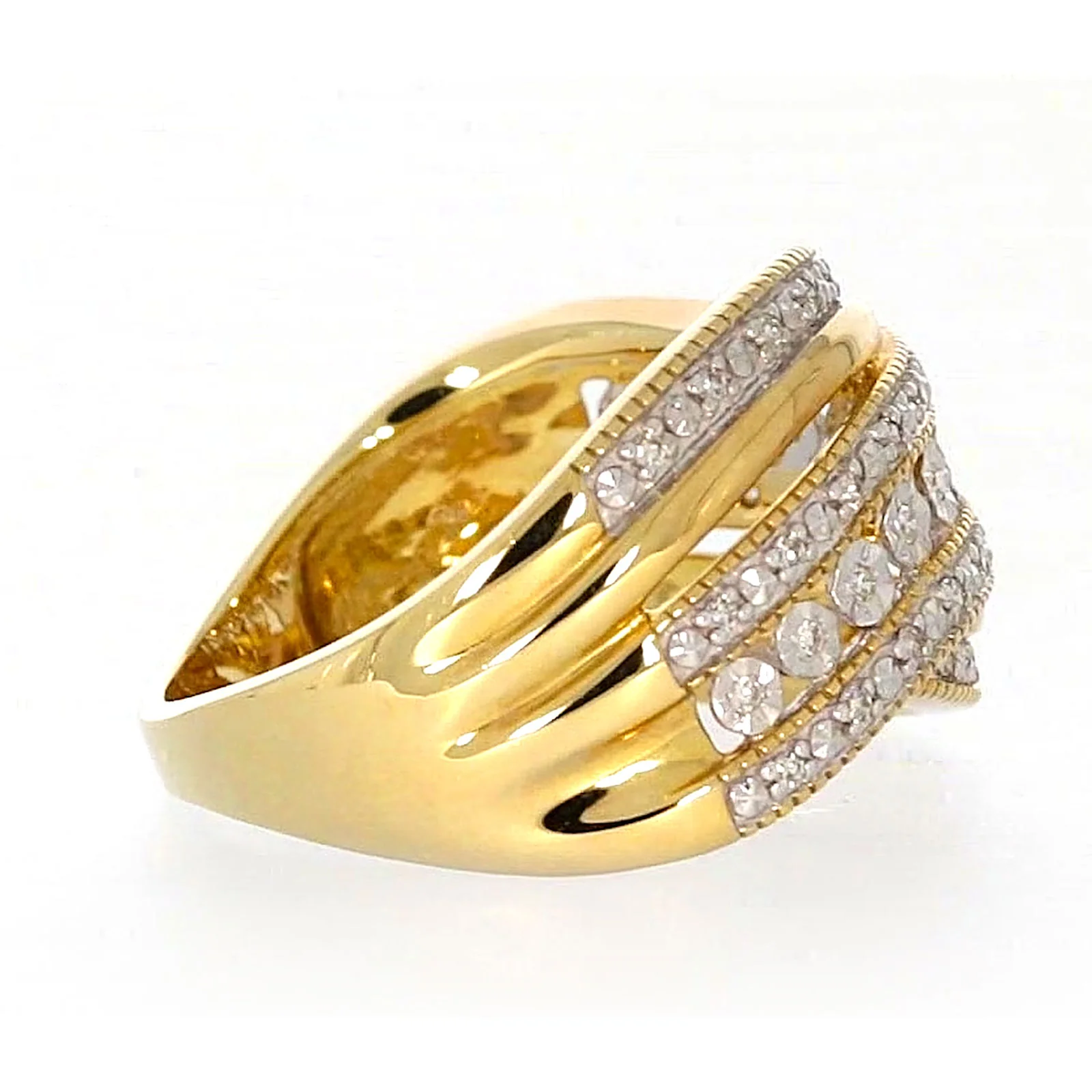 9ct Two Tone Gold Round Brilliant Cut Ring with 0.15 Carat tw of Diamonds Ring - Image 56