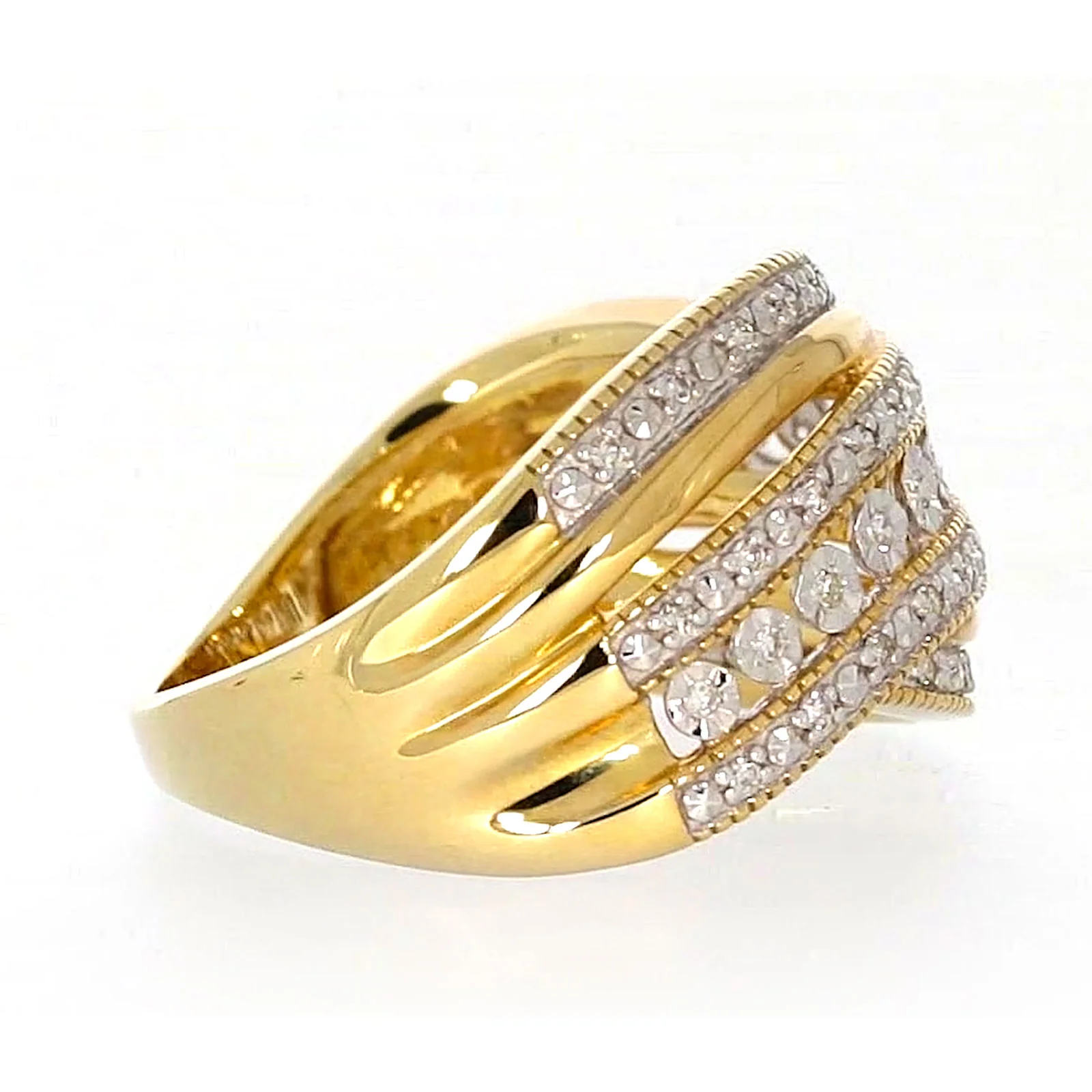 9ct Two Tone Gold Round Brilliant Cut Ring with 0.15 Carat tw of Diamonds Ring - Image 57