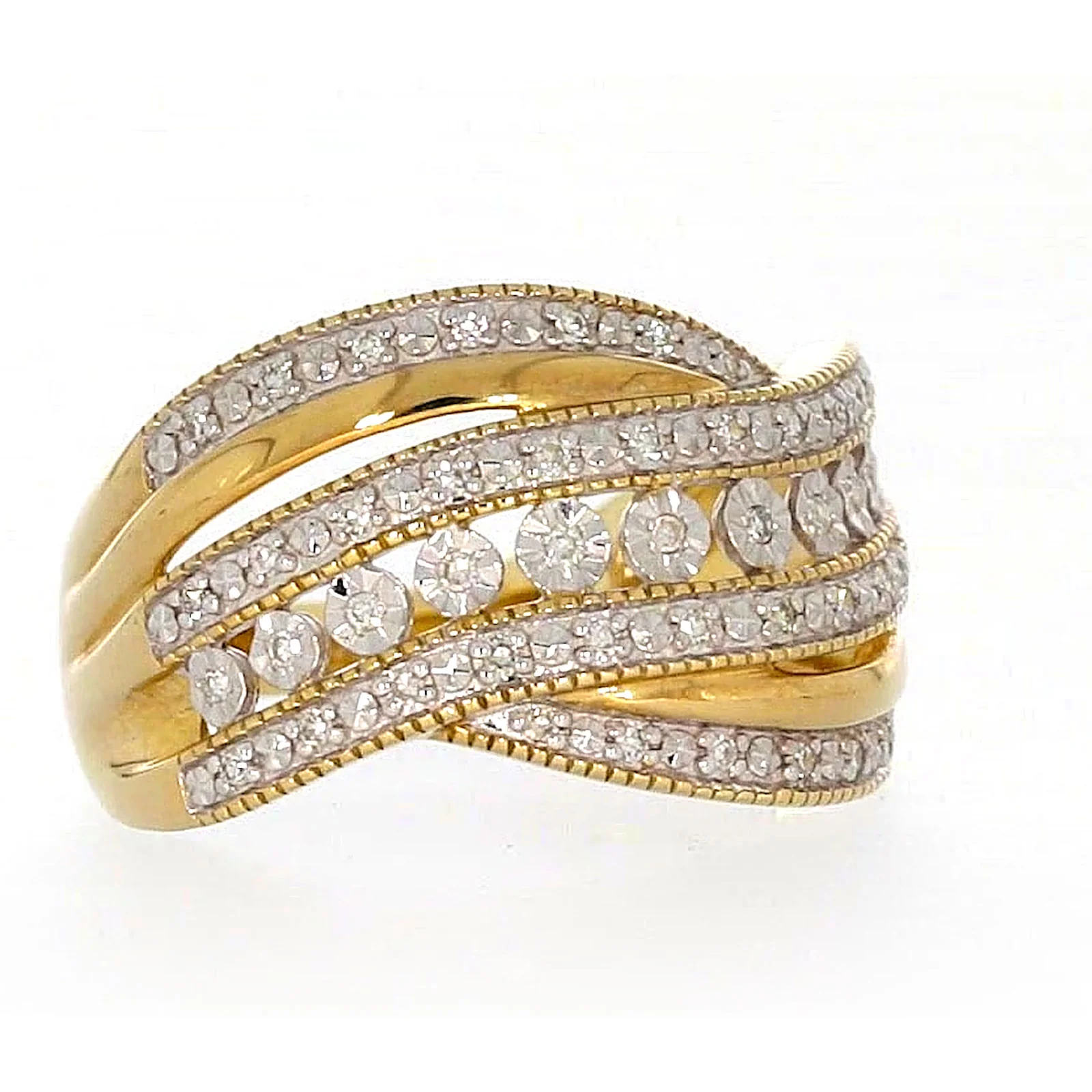 9ct Two Tone Gold Round Brilliant Cut Ring with 0.15 Carat tw of Diamonds Ring - Image 69