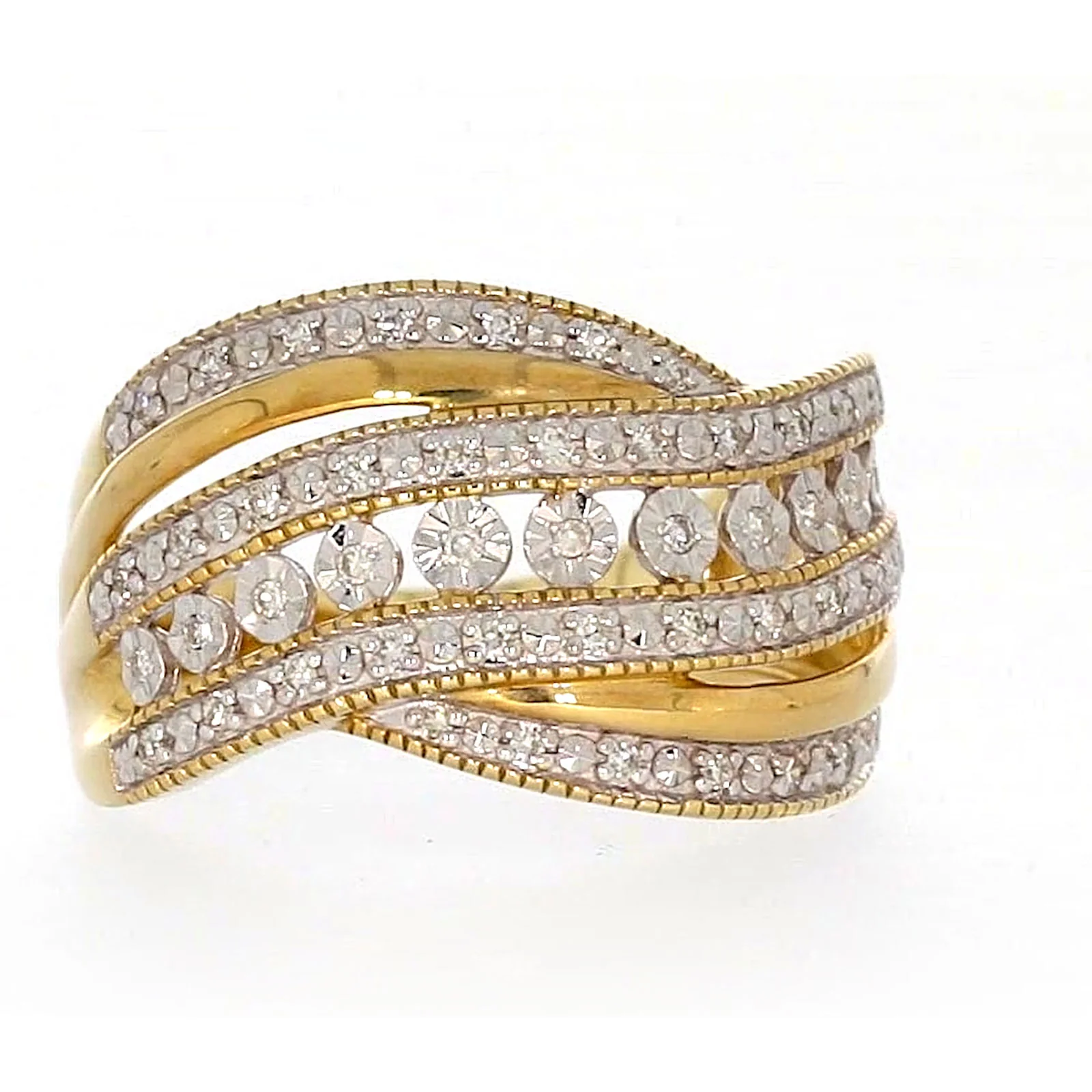 9ct Two Tone Gold Round Brilliant Cut Ring with 0.15 Carat tw of Diamonds Ring - Image 72
