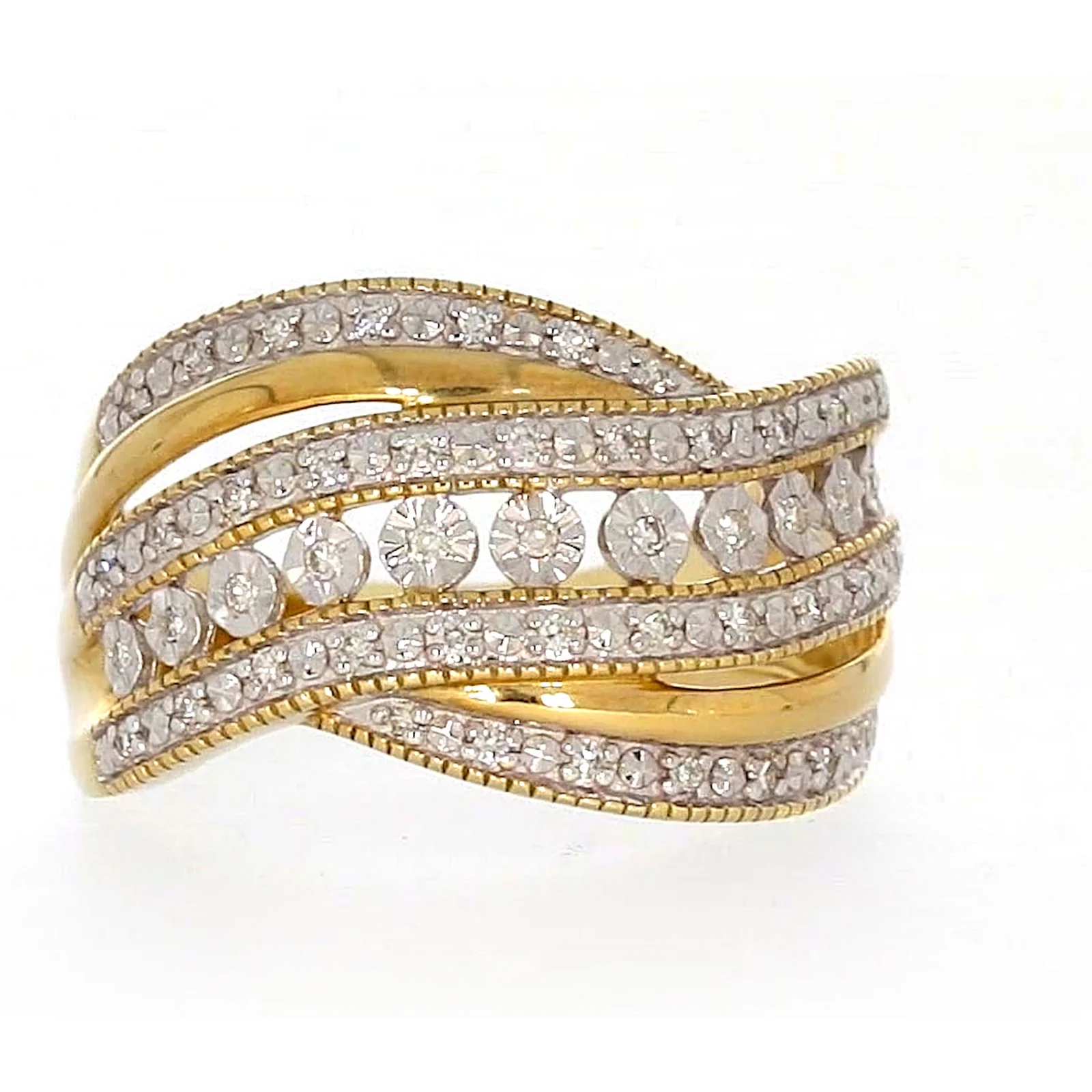 9ct Two Tone Gold Round Brilliant Cut Ring with 0.15 Carat tw of Diamonds Ring - Image 73