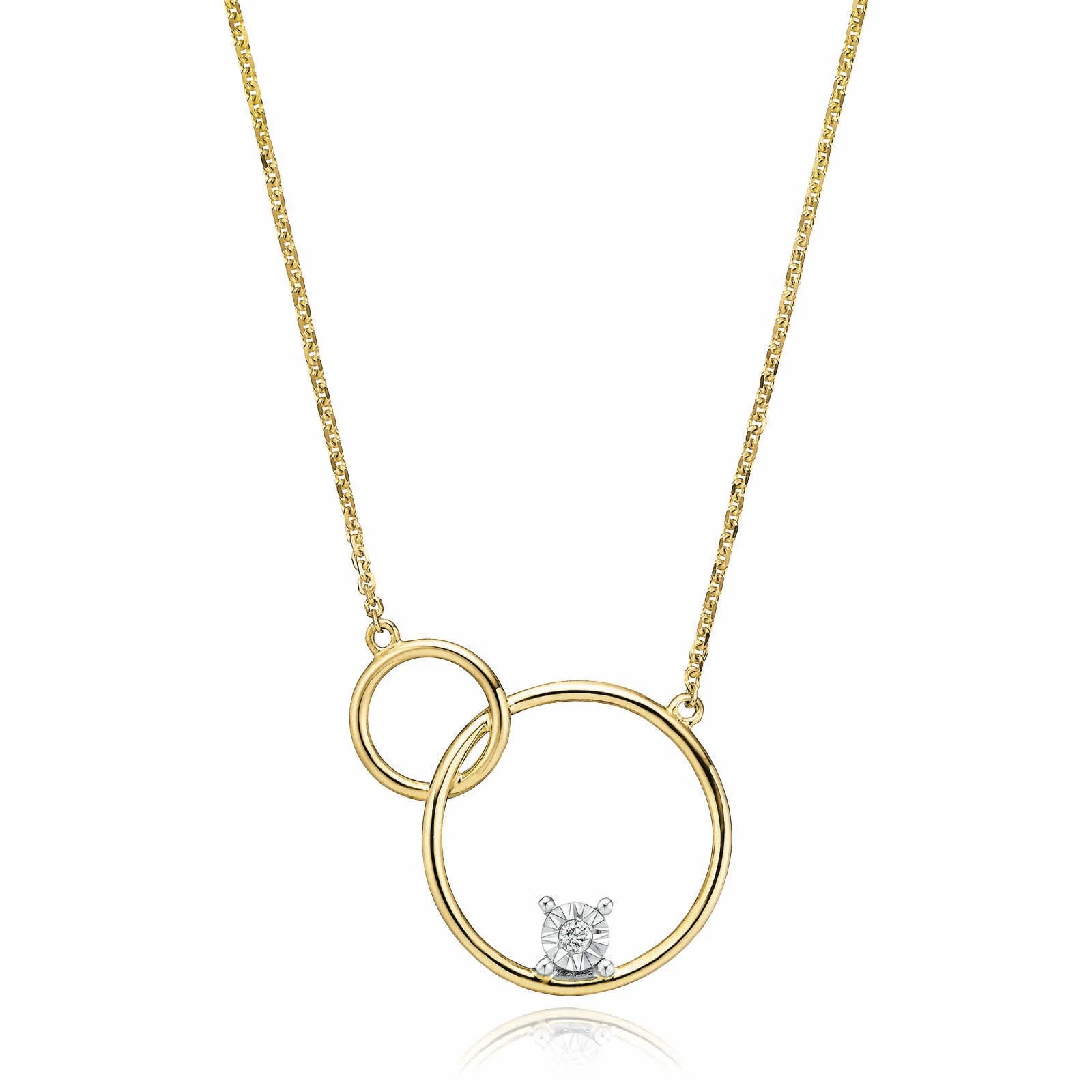 9ct Two Tone Gold Diamond Set Necklace